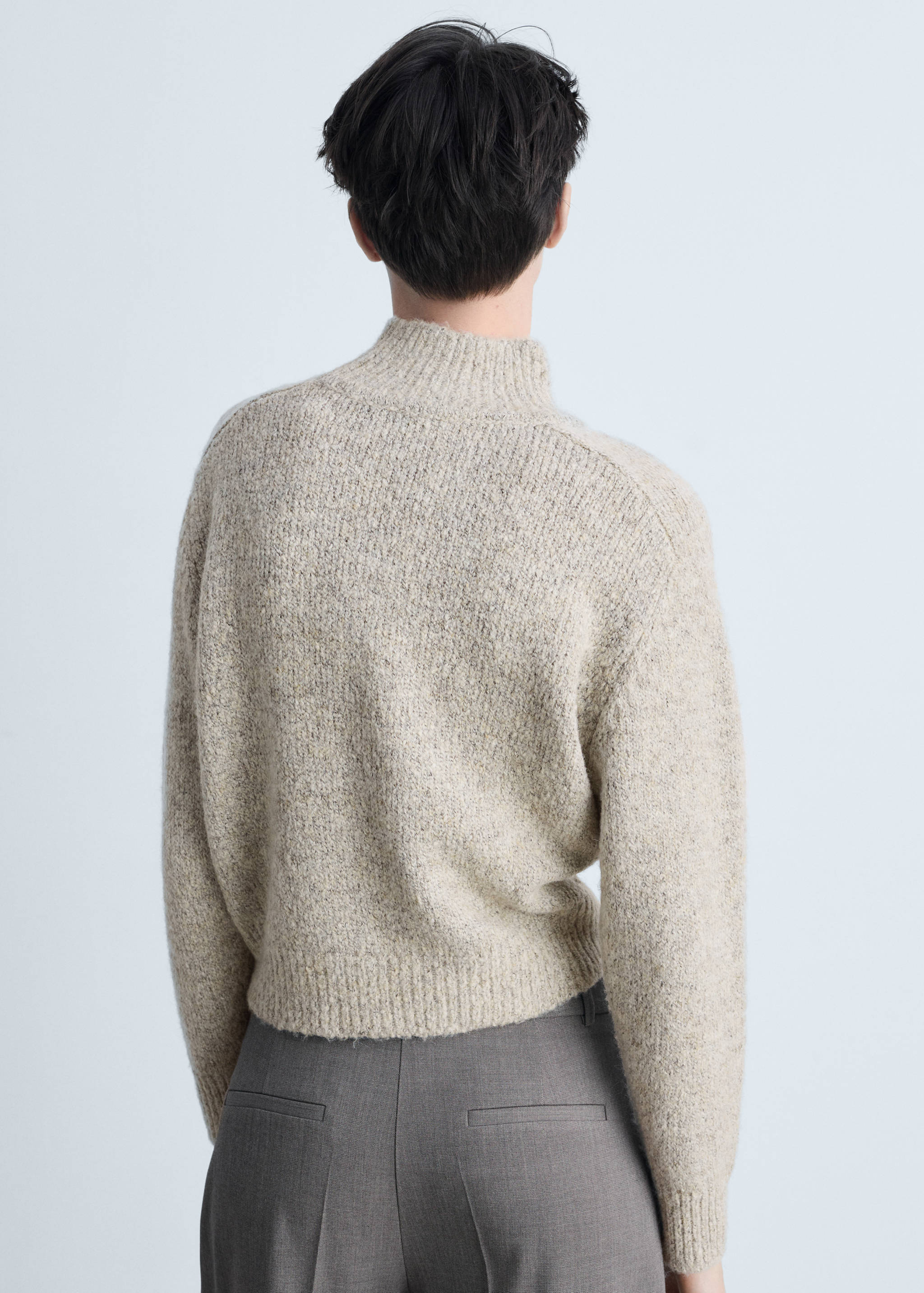 Knitted sweater with perkins neck - Reverse of the article