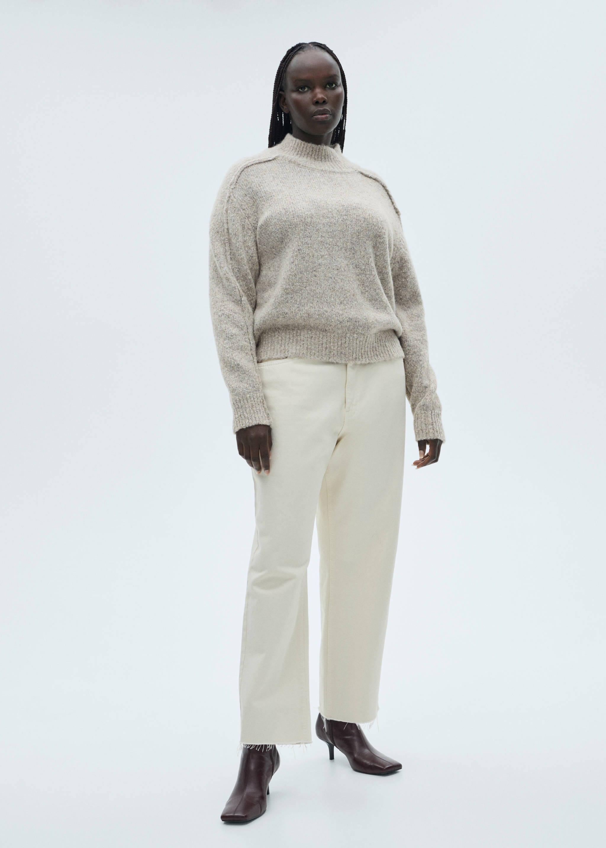 Knitted sweater with perkins neck - Details of the article 3