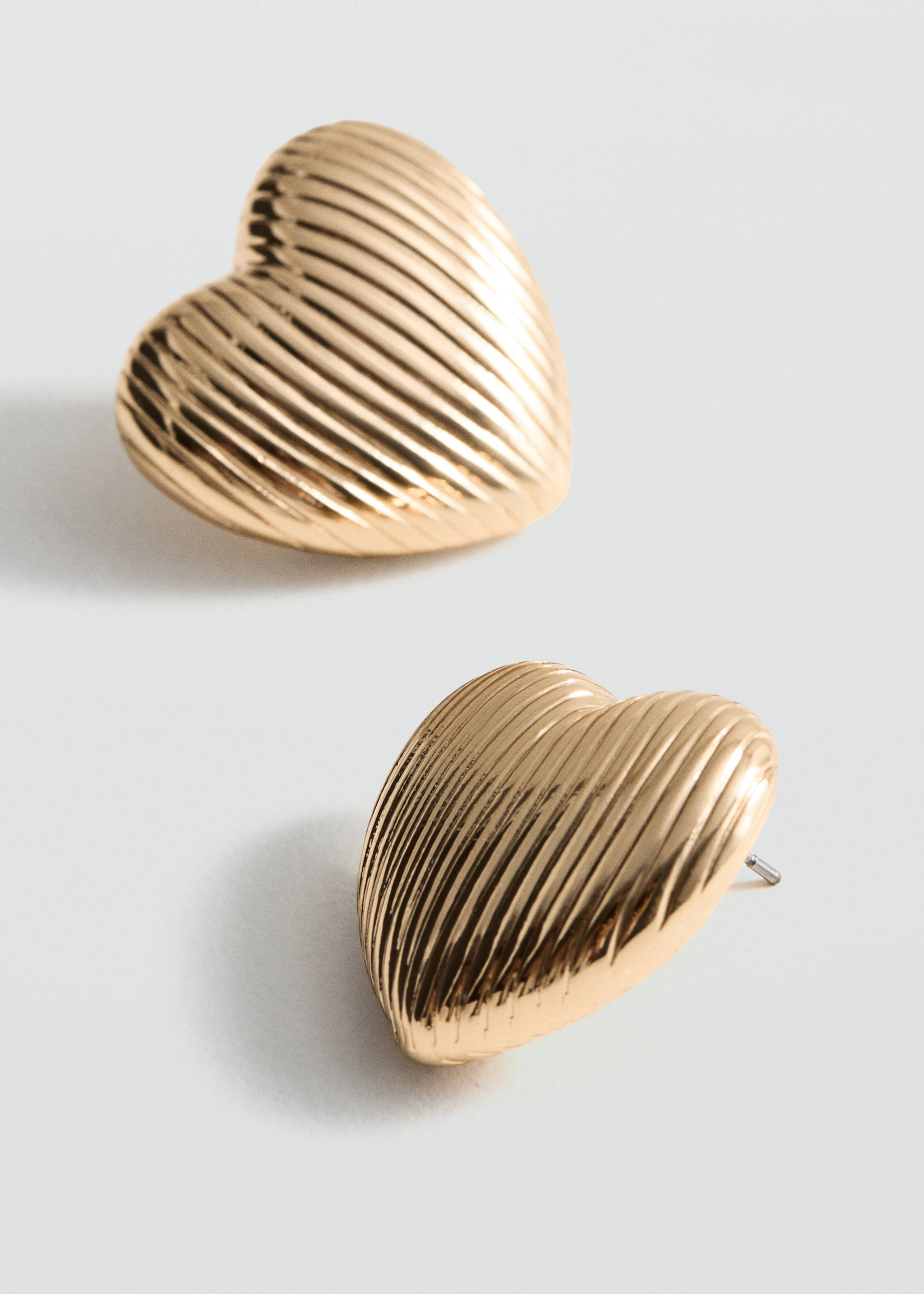 Textured heart earrings - Medium plane