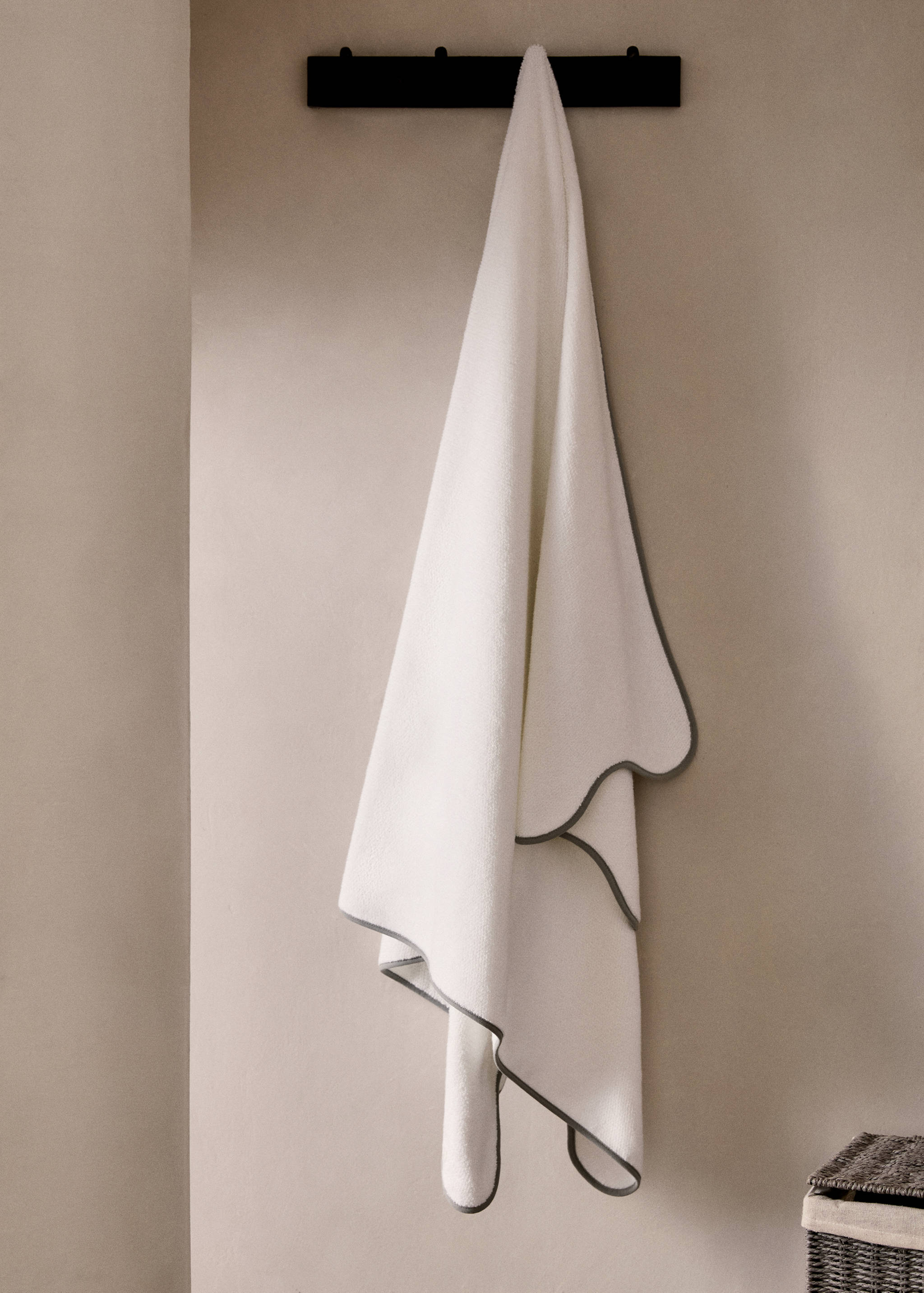 Rice-stitch bath towel with waves - General plane