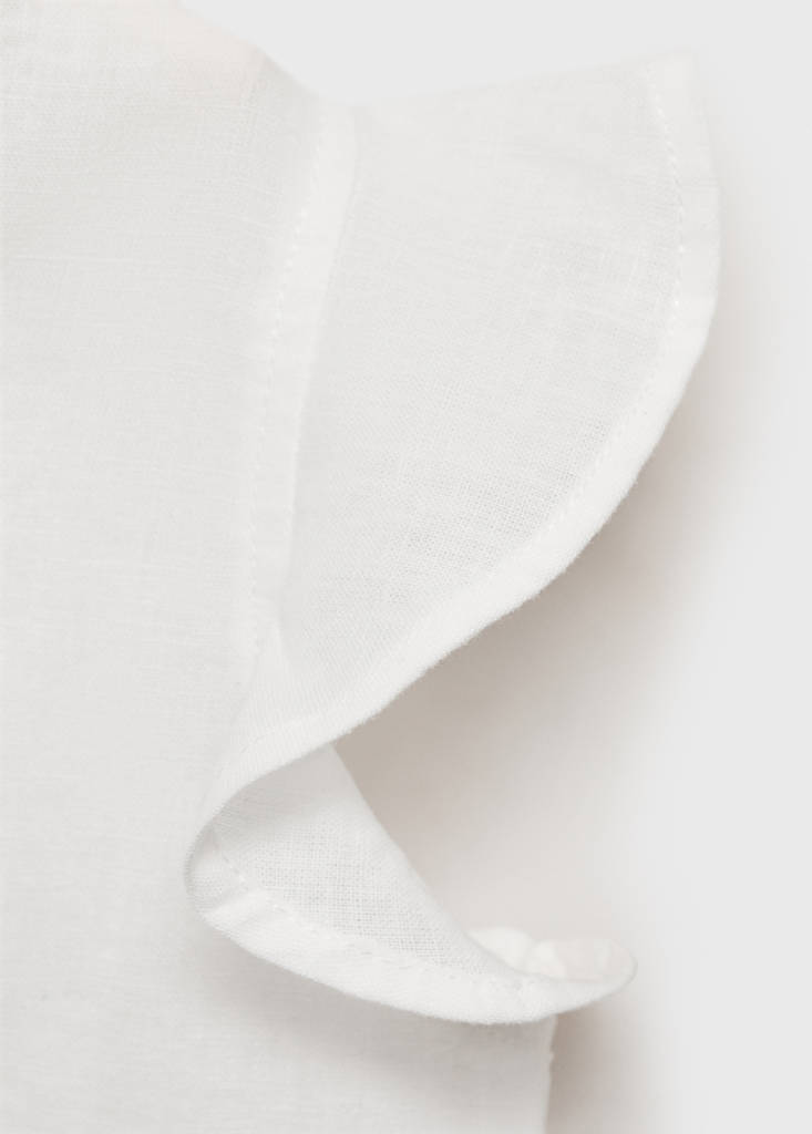 Linen-blend ruffled blouse — White