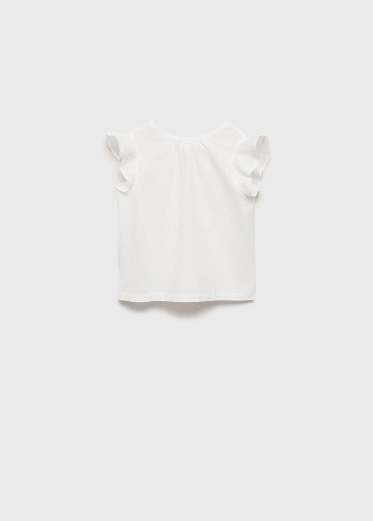 Linen-blend ruffled blouse — White