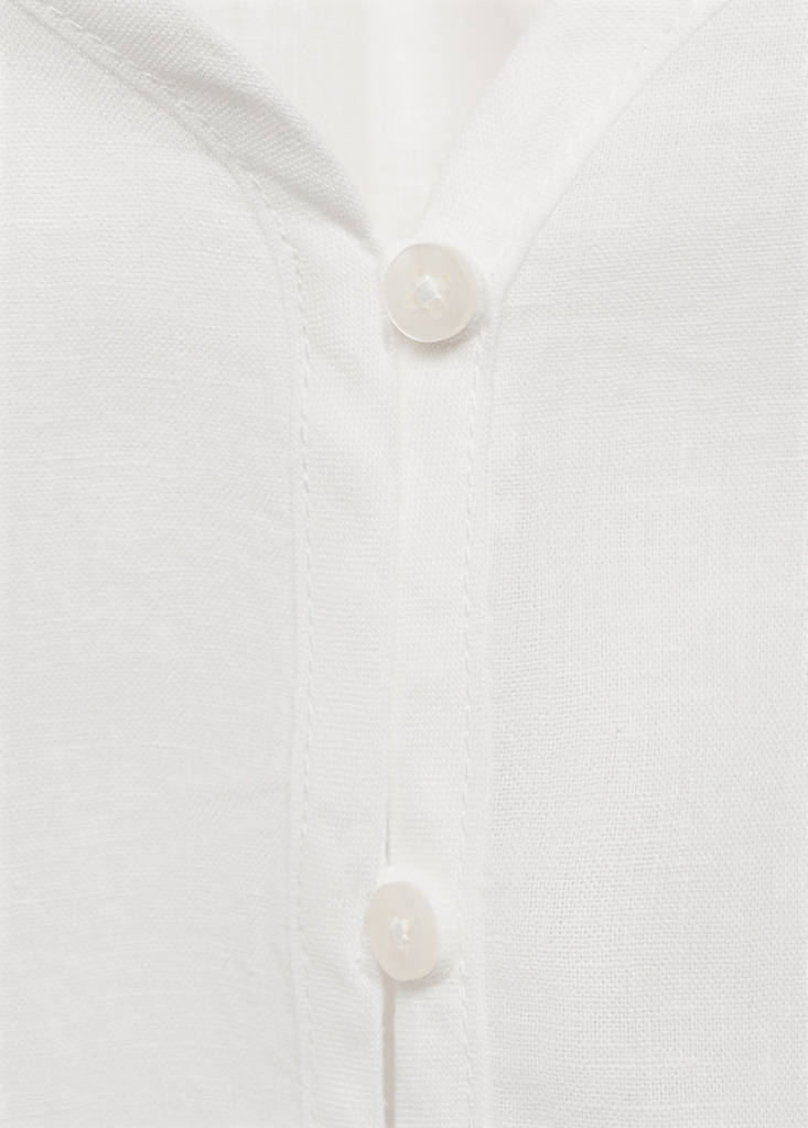 Linen-blend ruffled blouse — White
