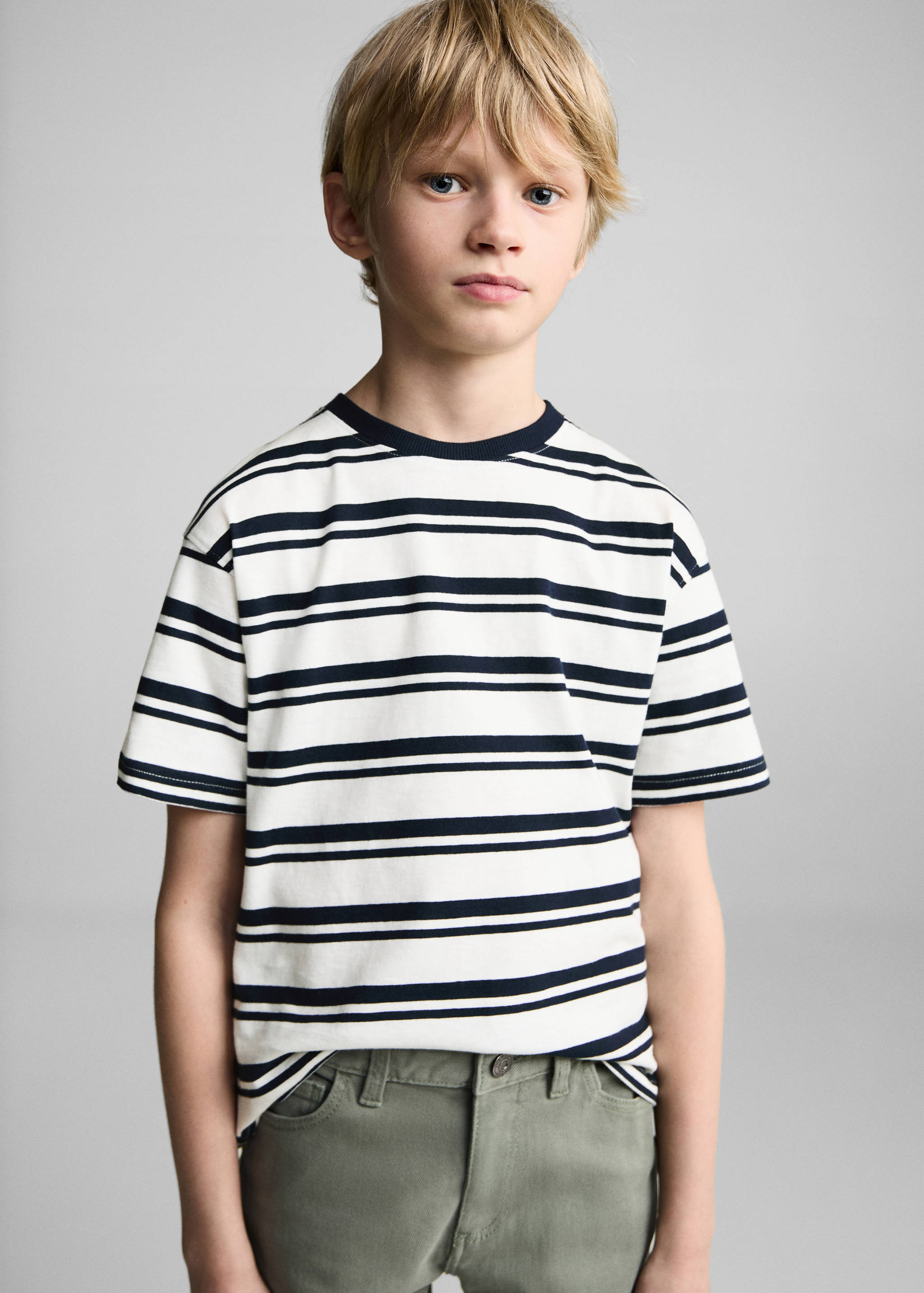 Striped cotton T-shirt - Medium plane