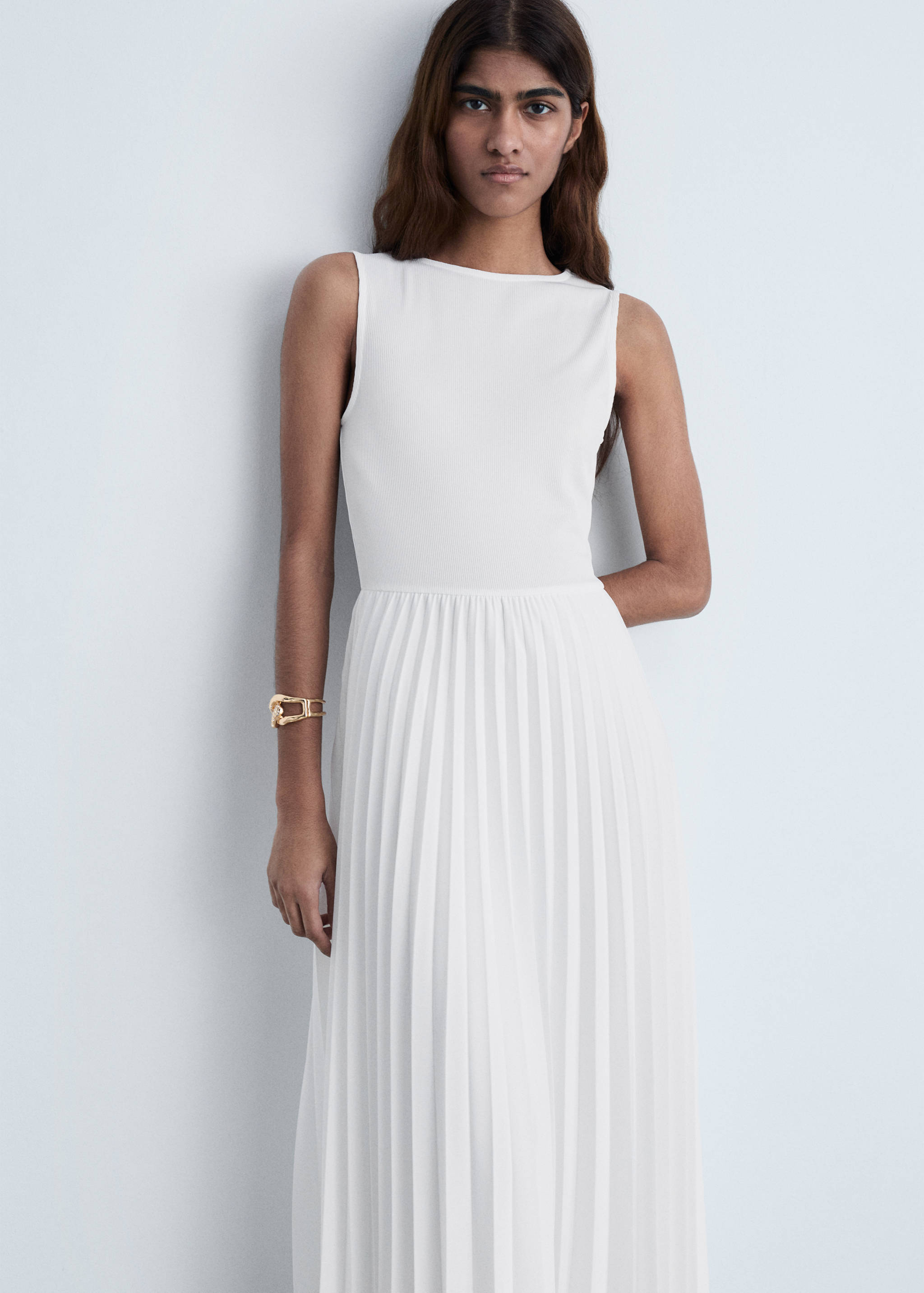 Pleated long dress - Medium plane