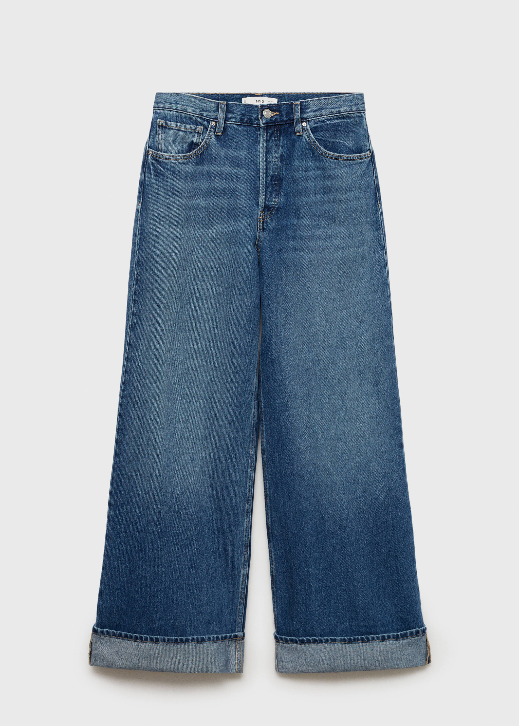 Wide leg jeans with turned-up hem - Article without model