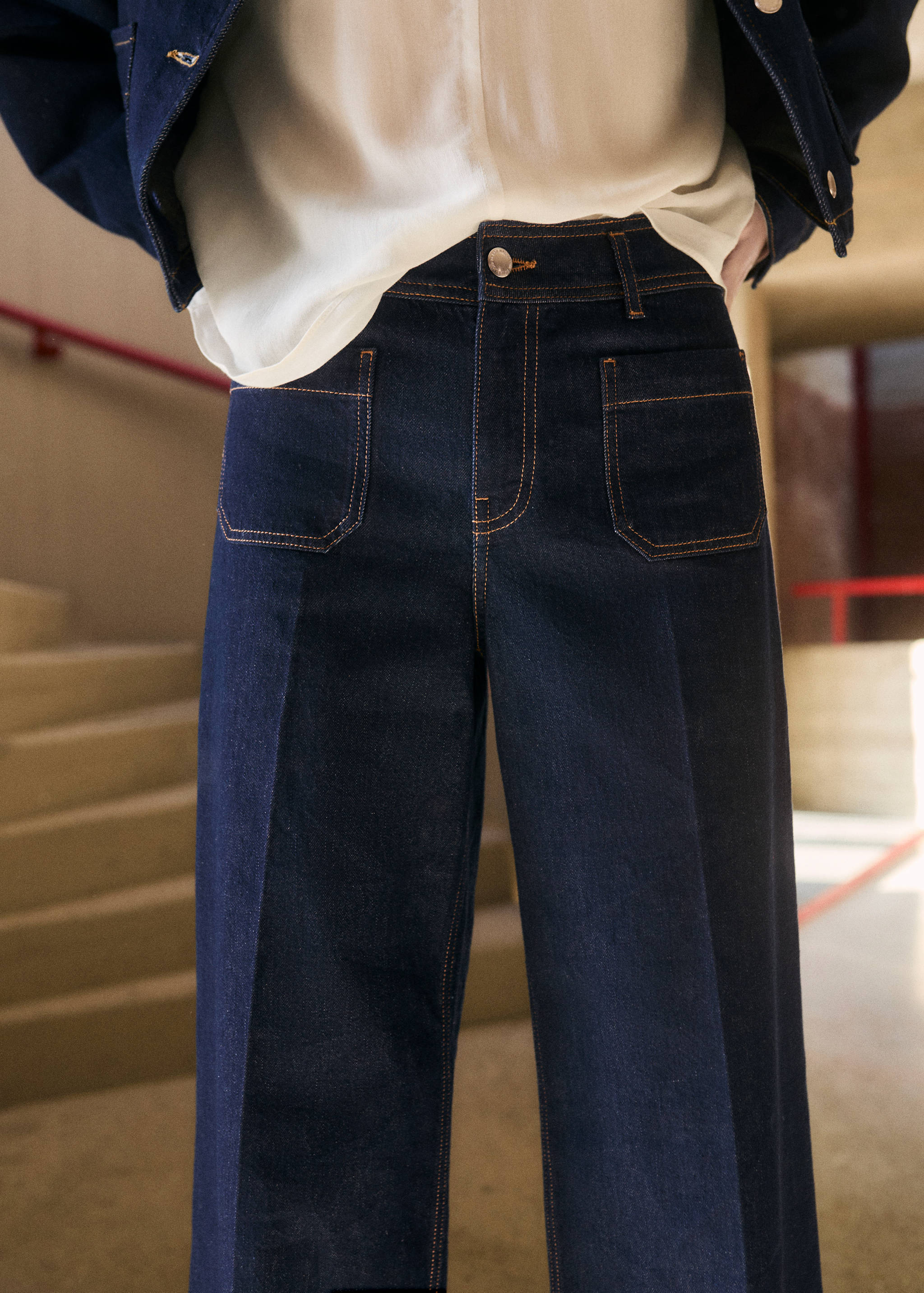 Wide leg jeans with pockets rinse wash - Medium plane