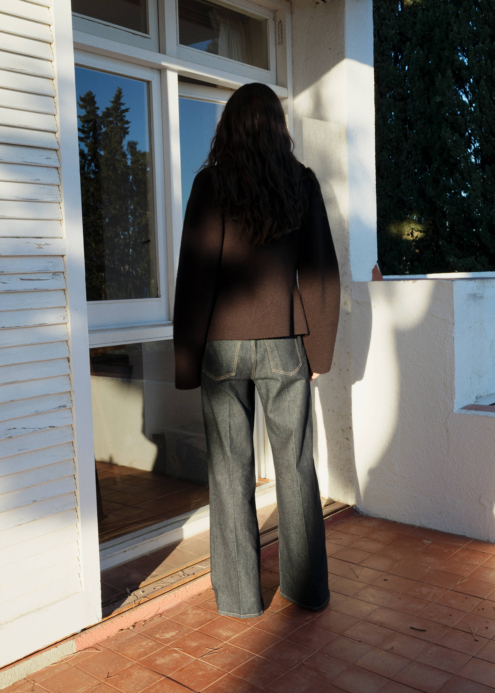 Calças de ganga wideleg com cintura alta rinse wash - Verso do artigo