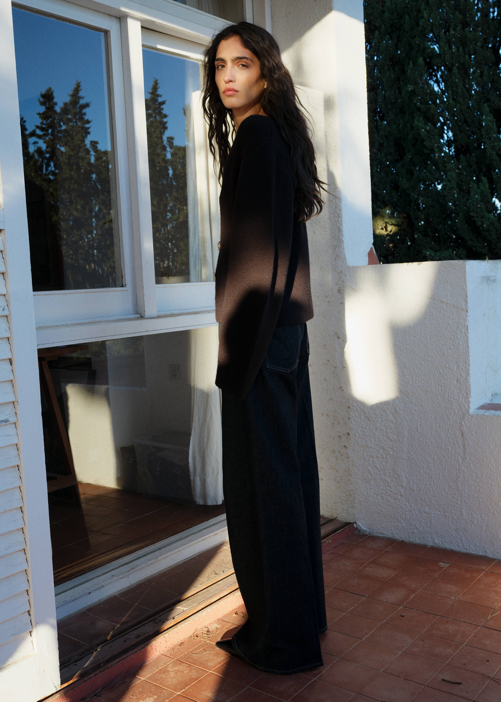 Calças de ganga wideleg com cintura alta rinse wash - Pormenor do artigo 1