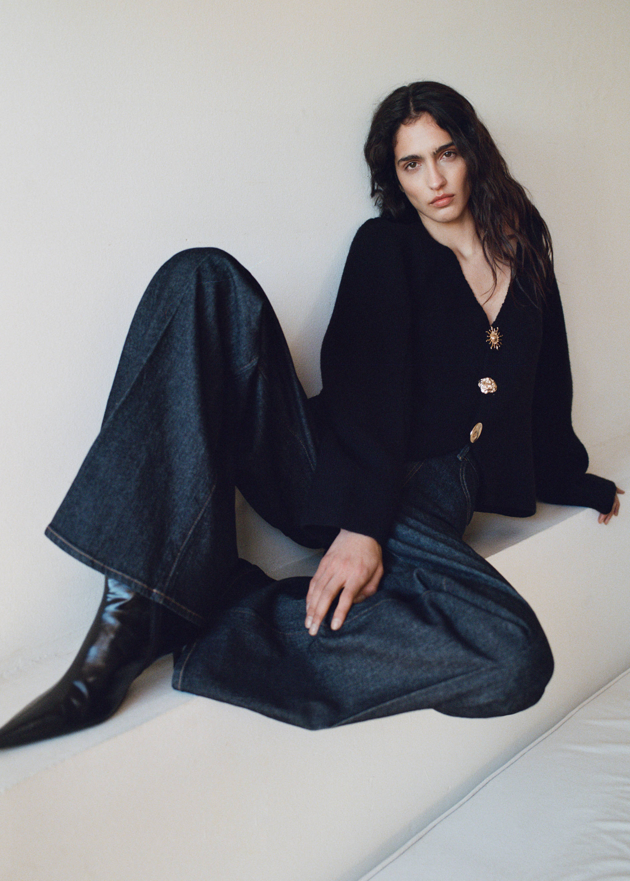 Calças de ganga wideleg com cintura alta rinse wash - Pormenor do artigo 6