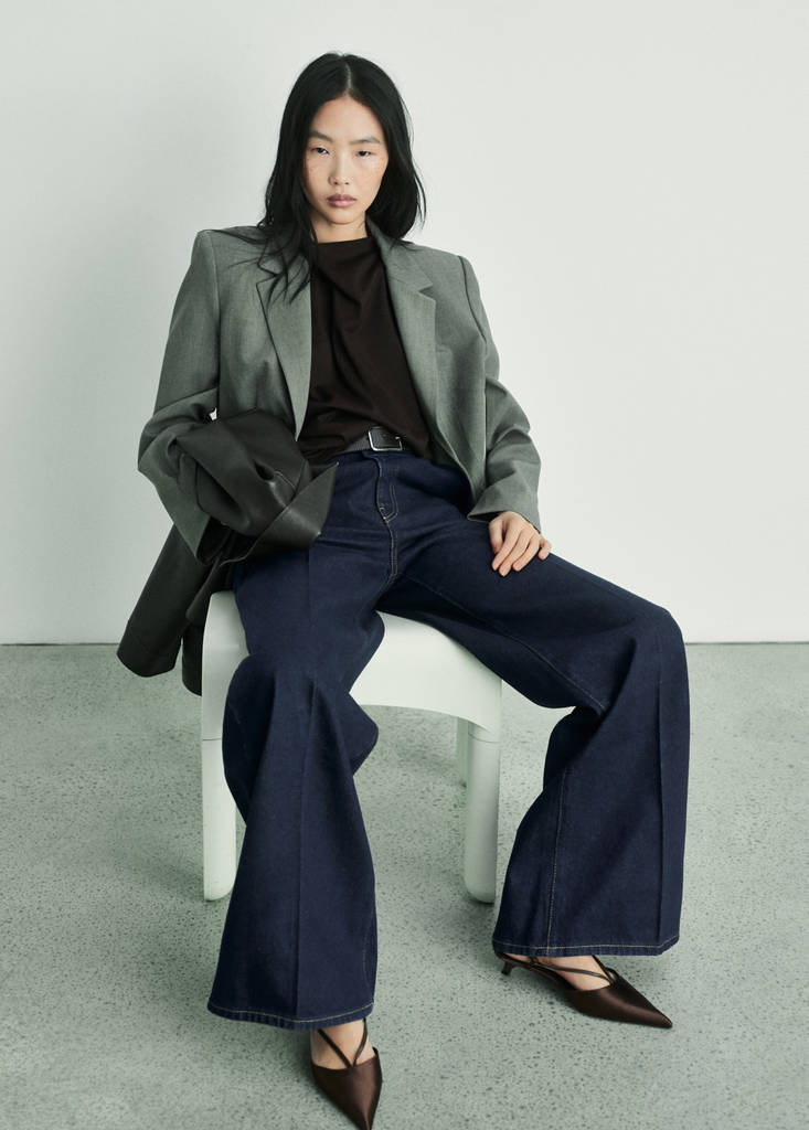 High-rise wide leg rinse-wash jeans — Open Blue