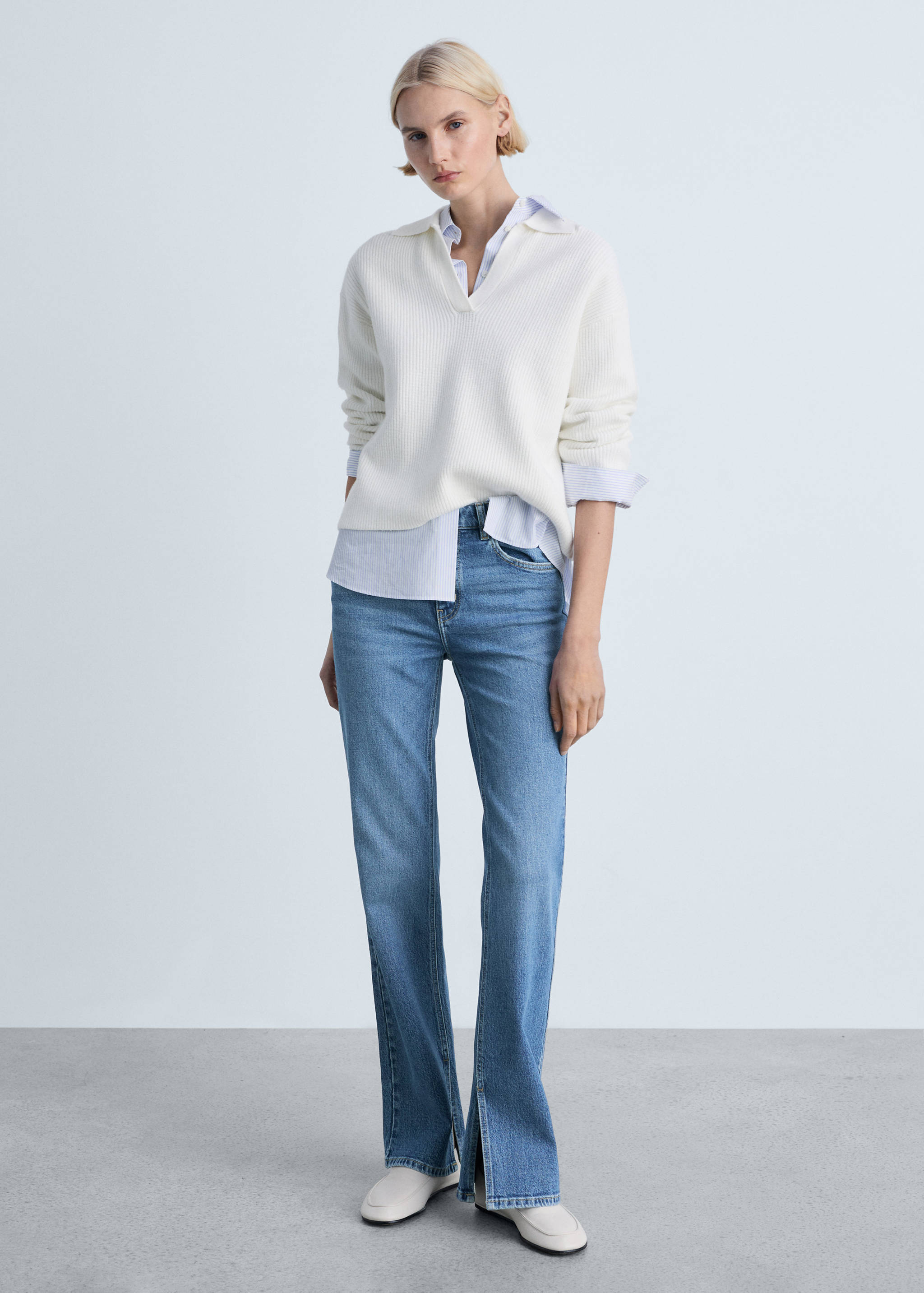 Medium-rise straight jeans with slits - General plane