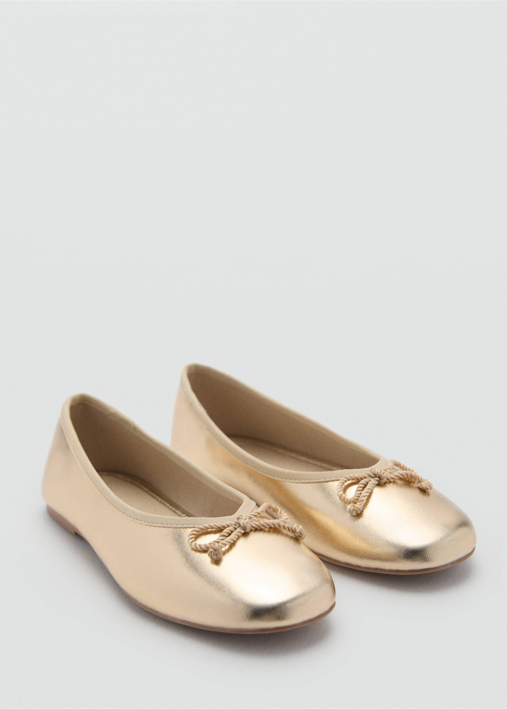 Bailarinas metalizadas lazo - Plano medio, Oro. Ref: 87014082-00.