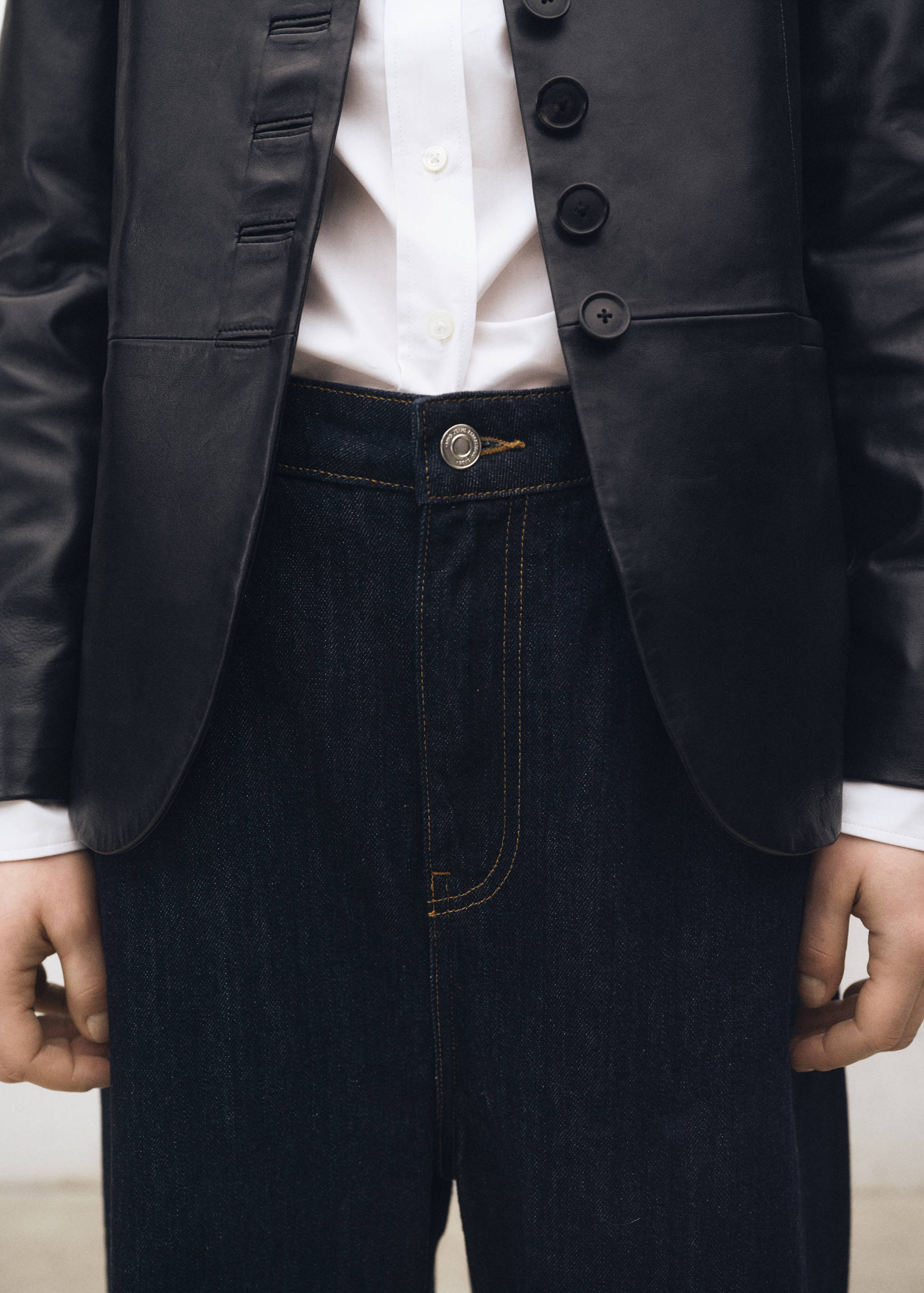 Calças de ganga wideleg rinse wash de cintura baixa - Plano médio