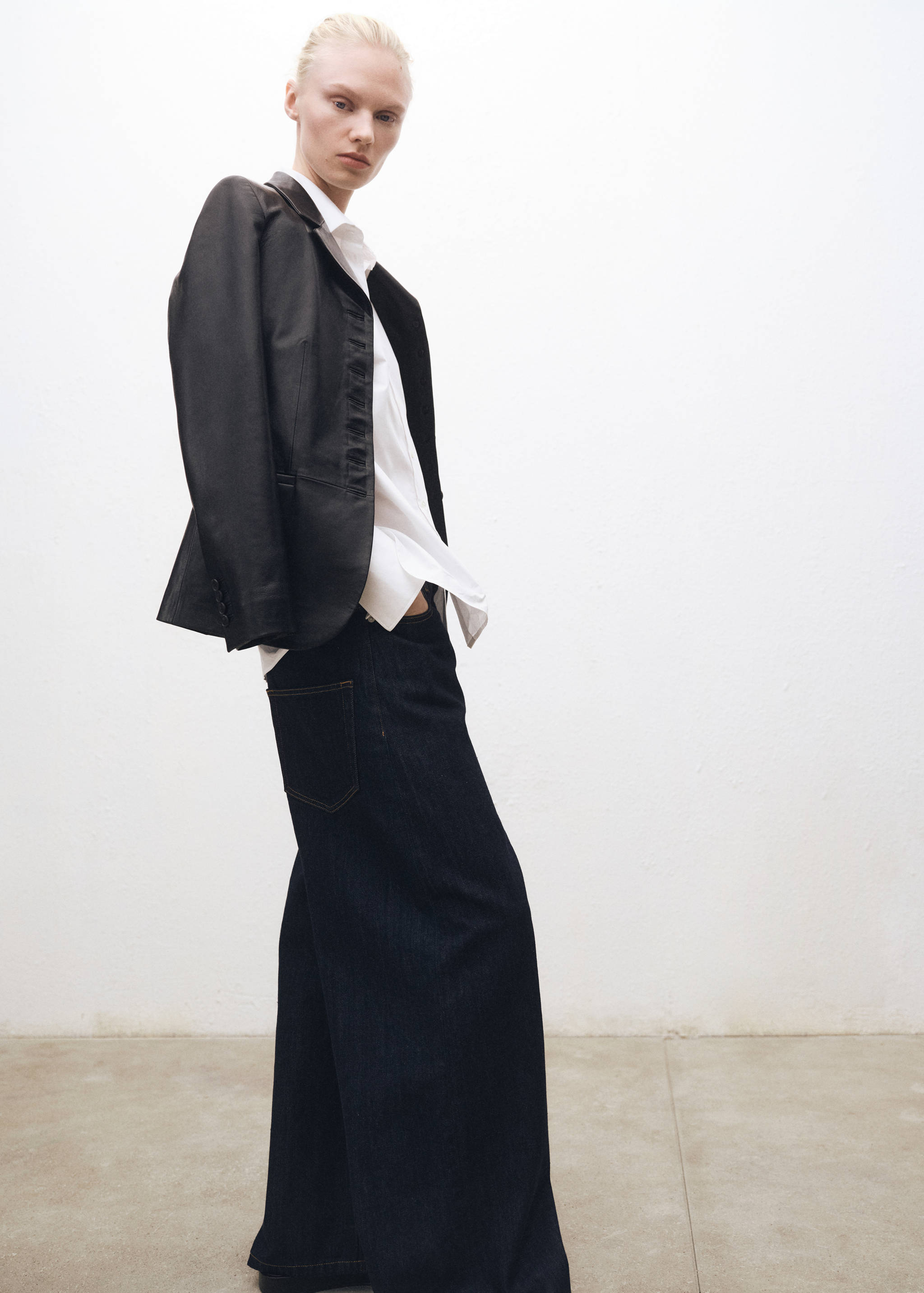 Calças de ganga wideleg rinse wash de cintura baixa - Pormenor do artigo 1