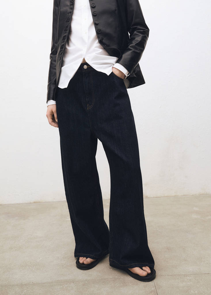 Low-rise wide leg rinse-wash jeans — Open Blue