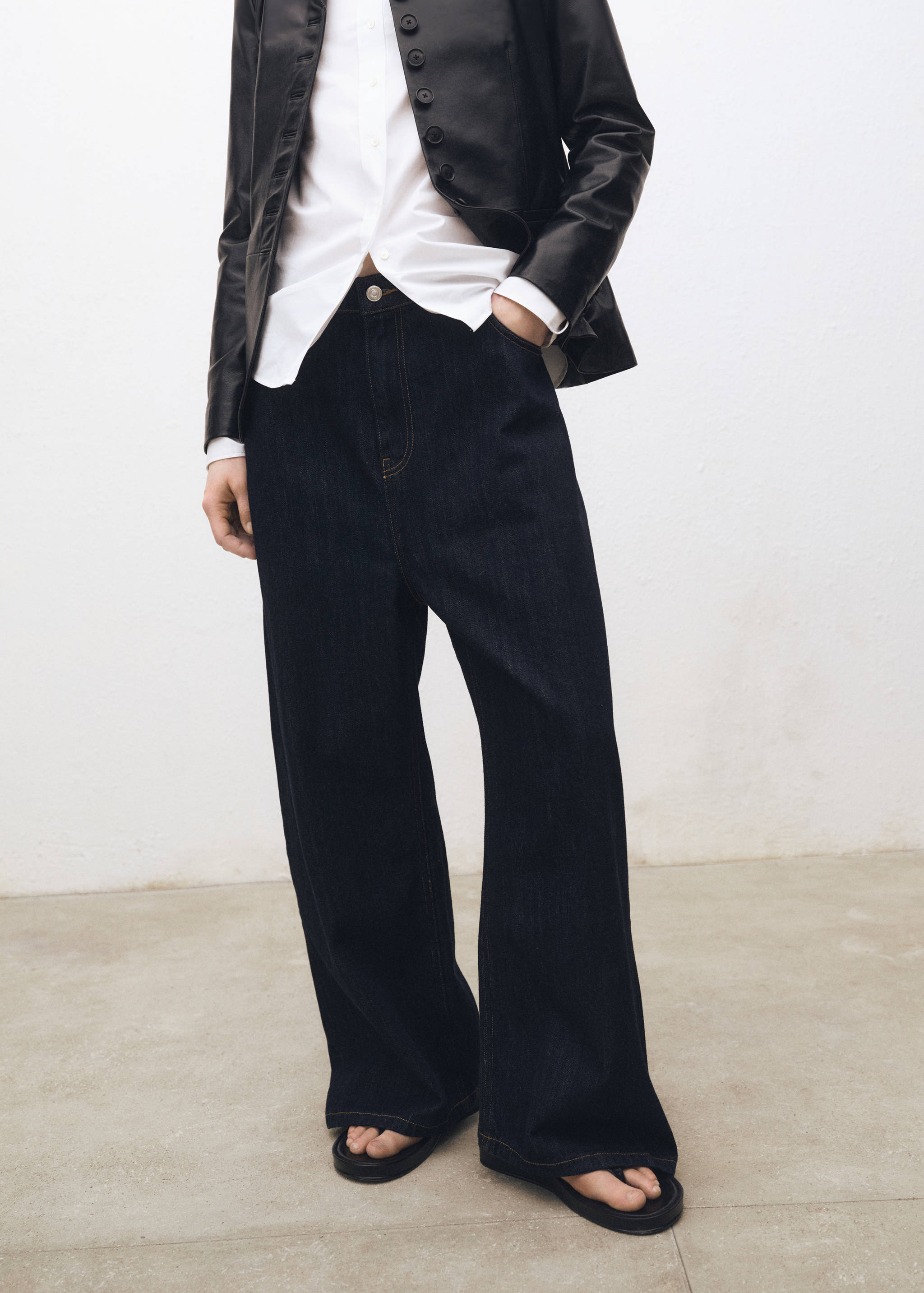 Calças de ganga wideleg rinse wash de cintura baixa - Pormenor do artigo 2