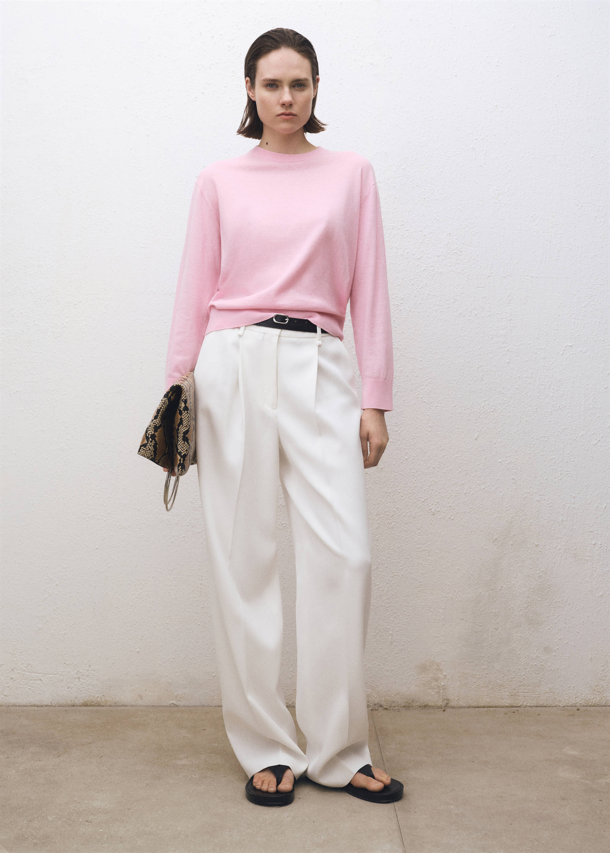 Jersey mezcla lana cuello redondo - Plano general