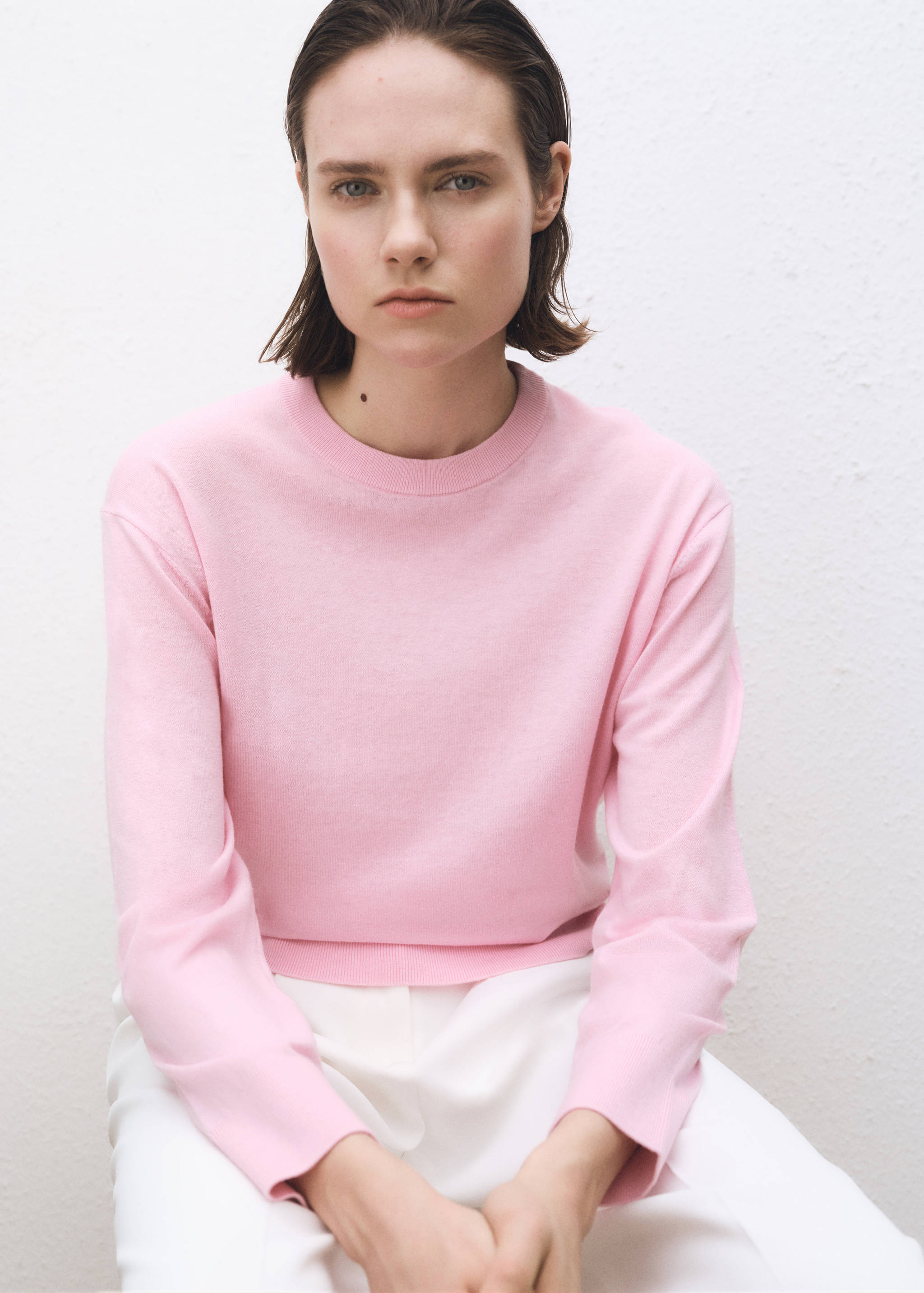 Jersey mezcla lana cuello redondo - Plano medio