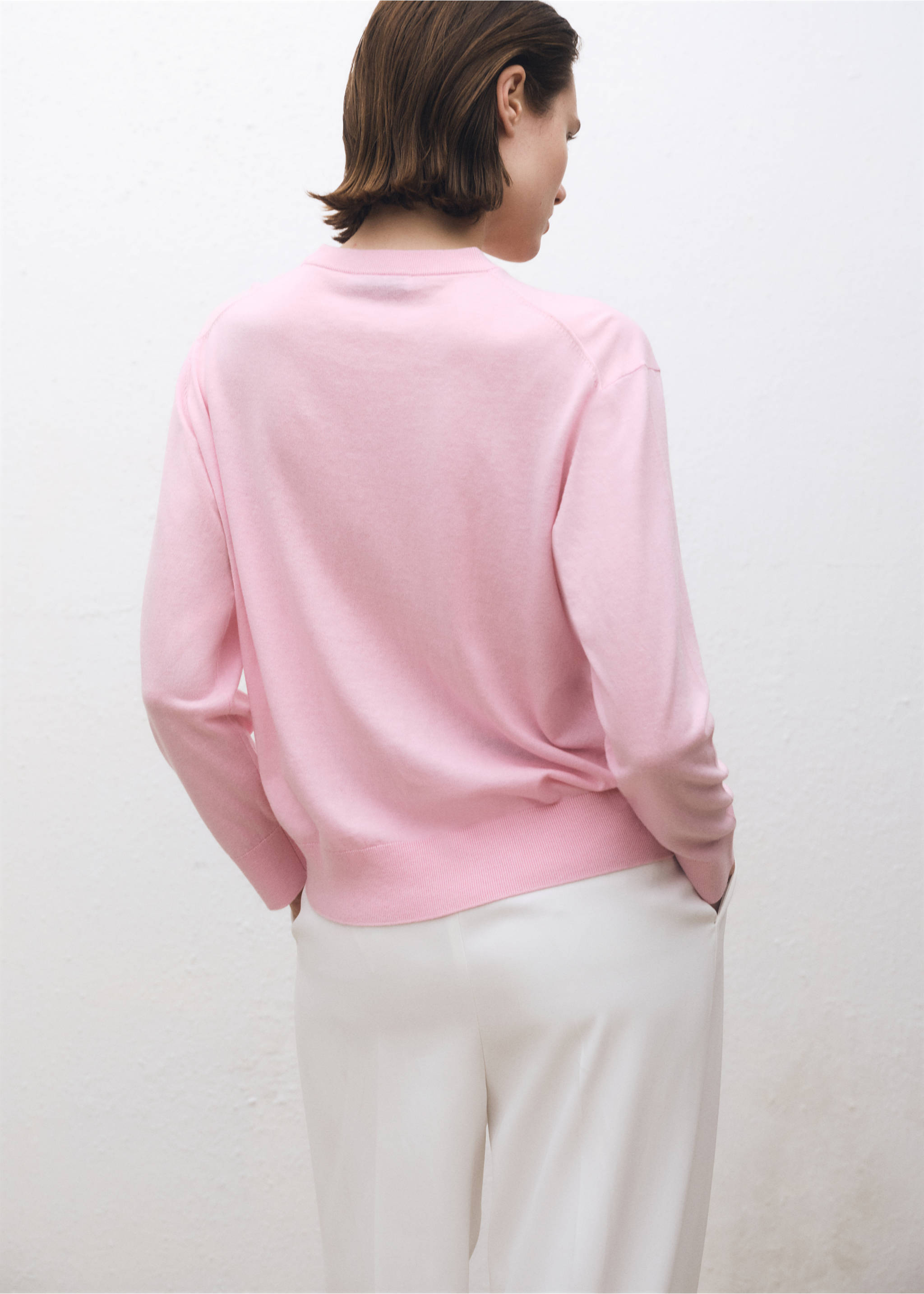 Pull-over laine mélangée col rond - Verso de l’article, Rose. Ref: 87014090-00.