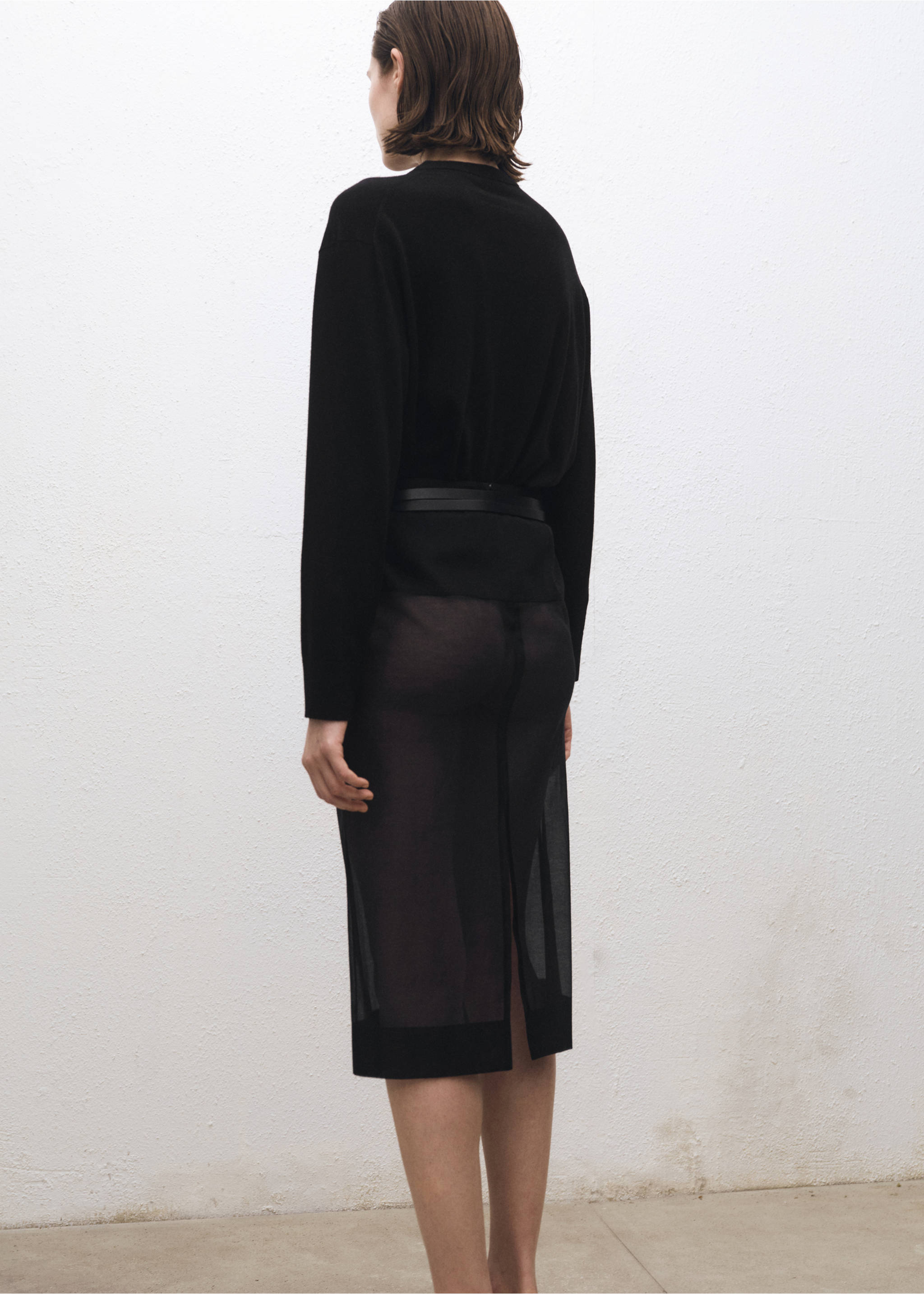 Pull-over laine mélangée col rond - Verso de l’article, Noir. Ref: 87014090-00.