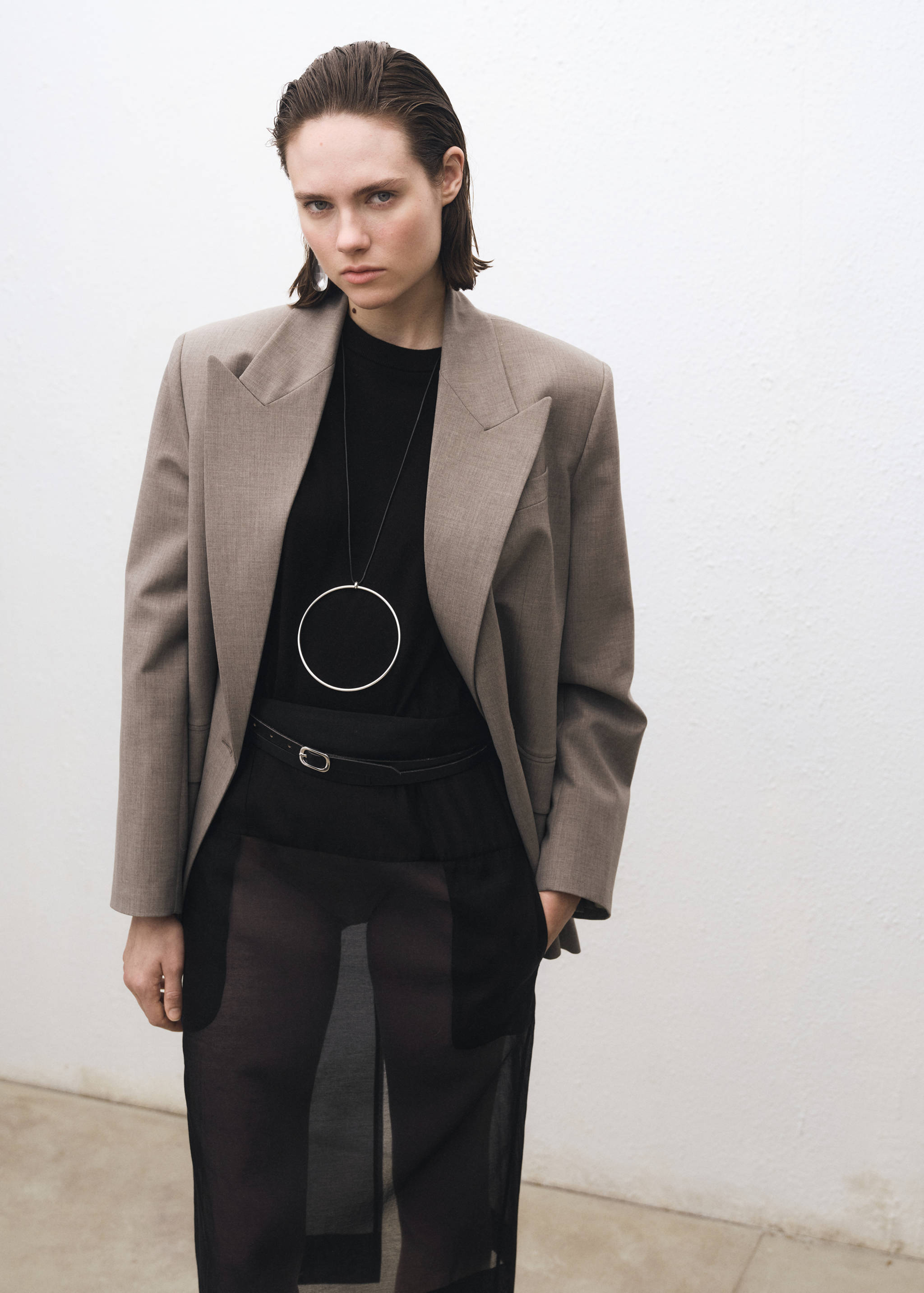 Pull-over laine mélangée col rond - Détail de l'article 2