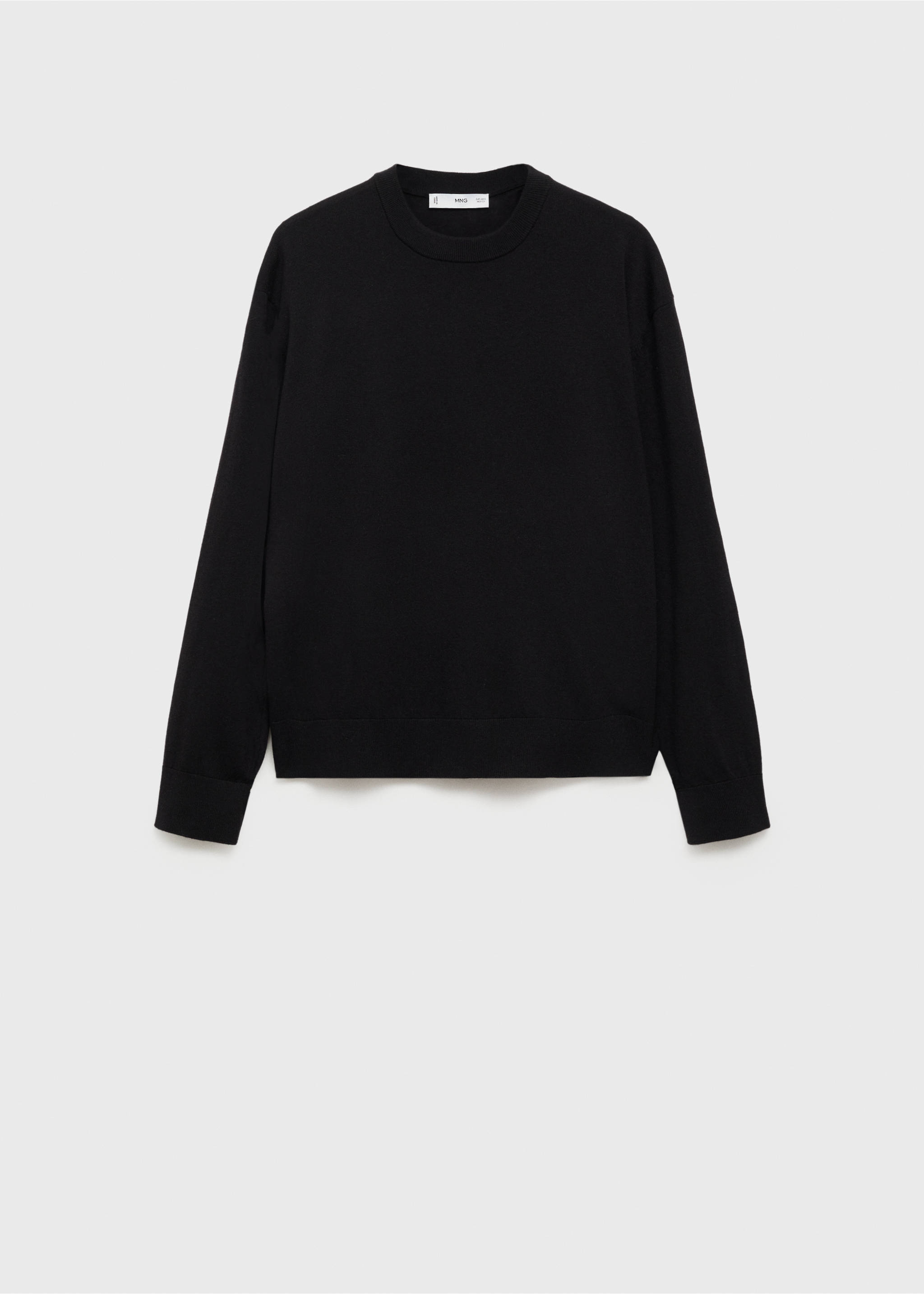 Pull-over laine mélangée col rond - Article sans modèle, Noir. Ref: 87014090-00.