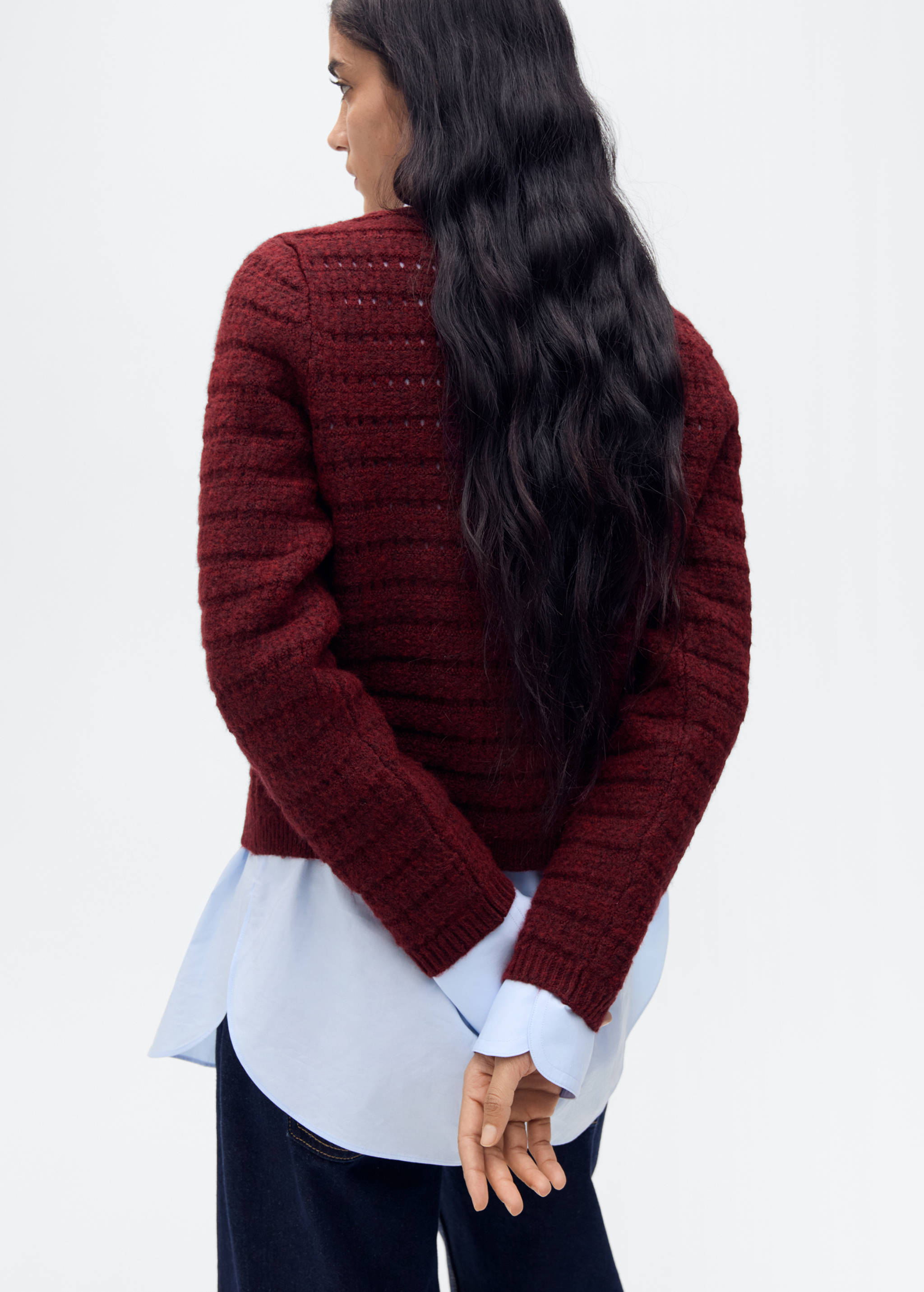 Gebreid vest met ajourdetails - Achterkant van het artikel