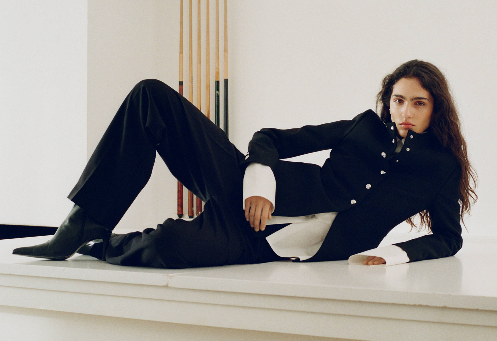 Jacket with jewel-button strip collar - Panoramic plane