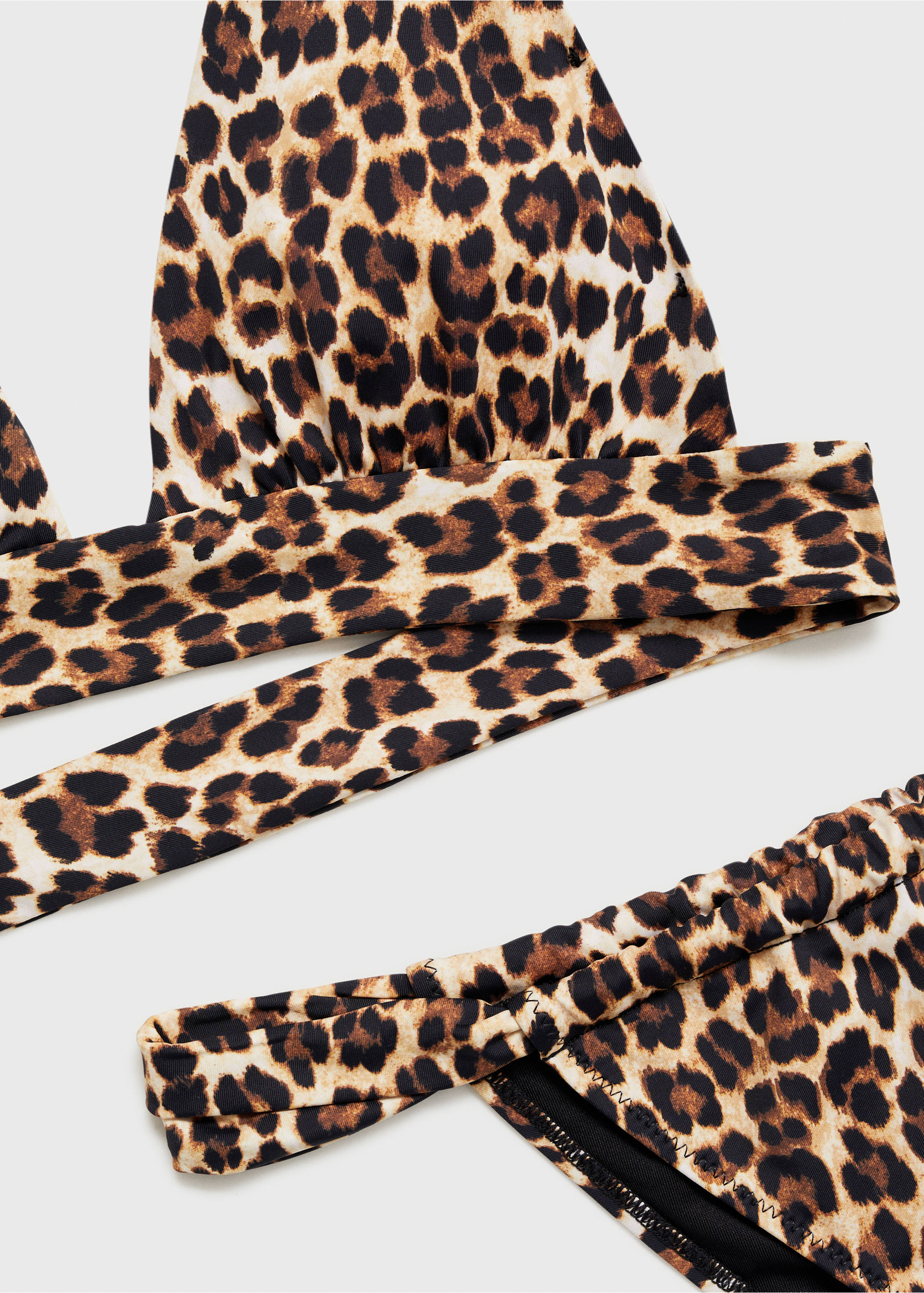 Animal-print bikini top - Details of the article 0, Brown. Ref: 87014393-00.
