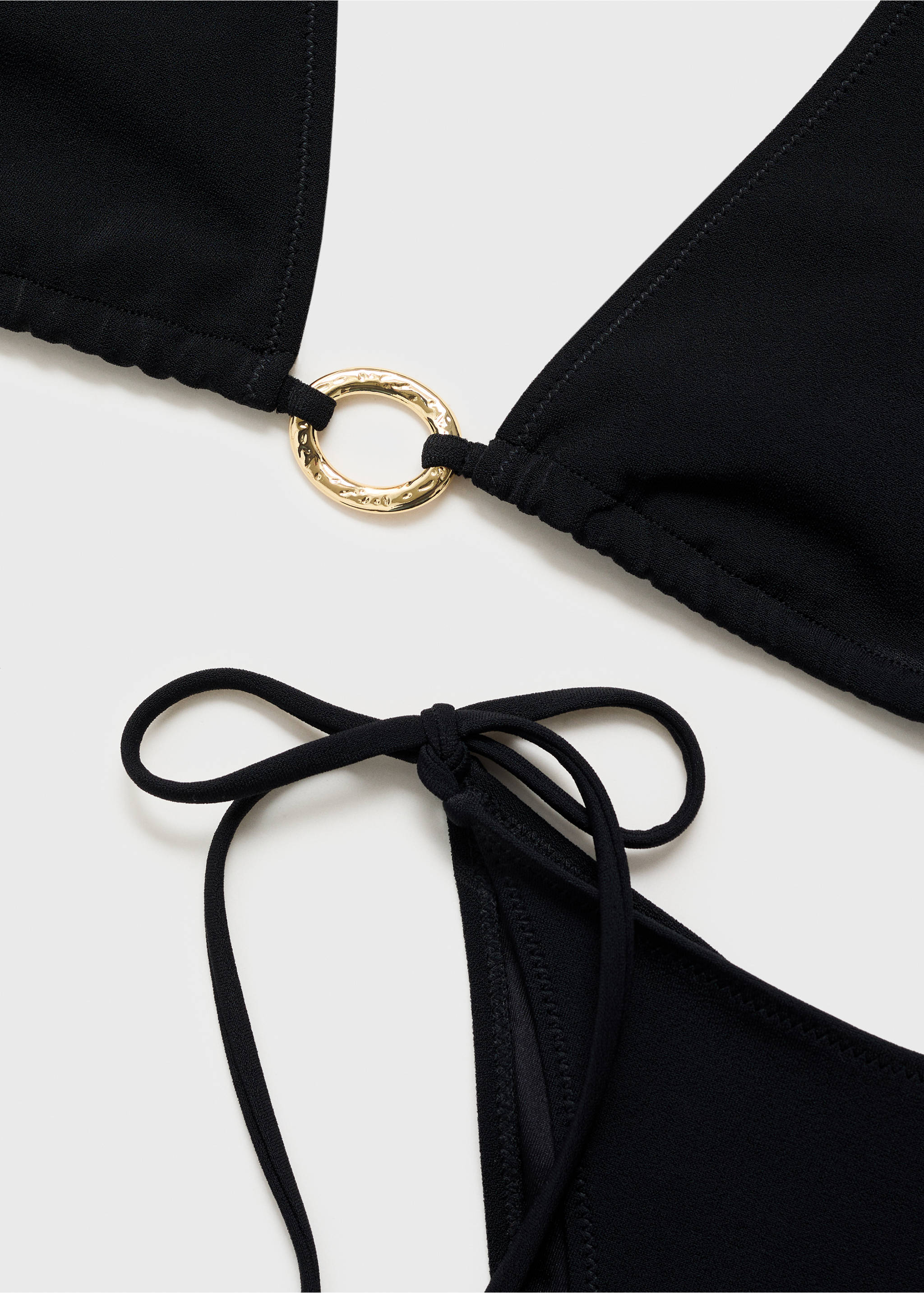 Bikini top with decorative ring - Details of the article 0, Black. Ref: 87014394-00.