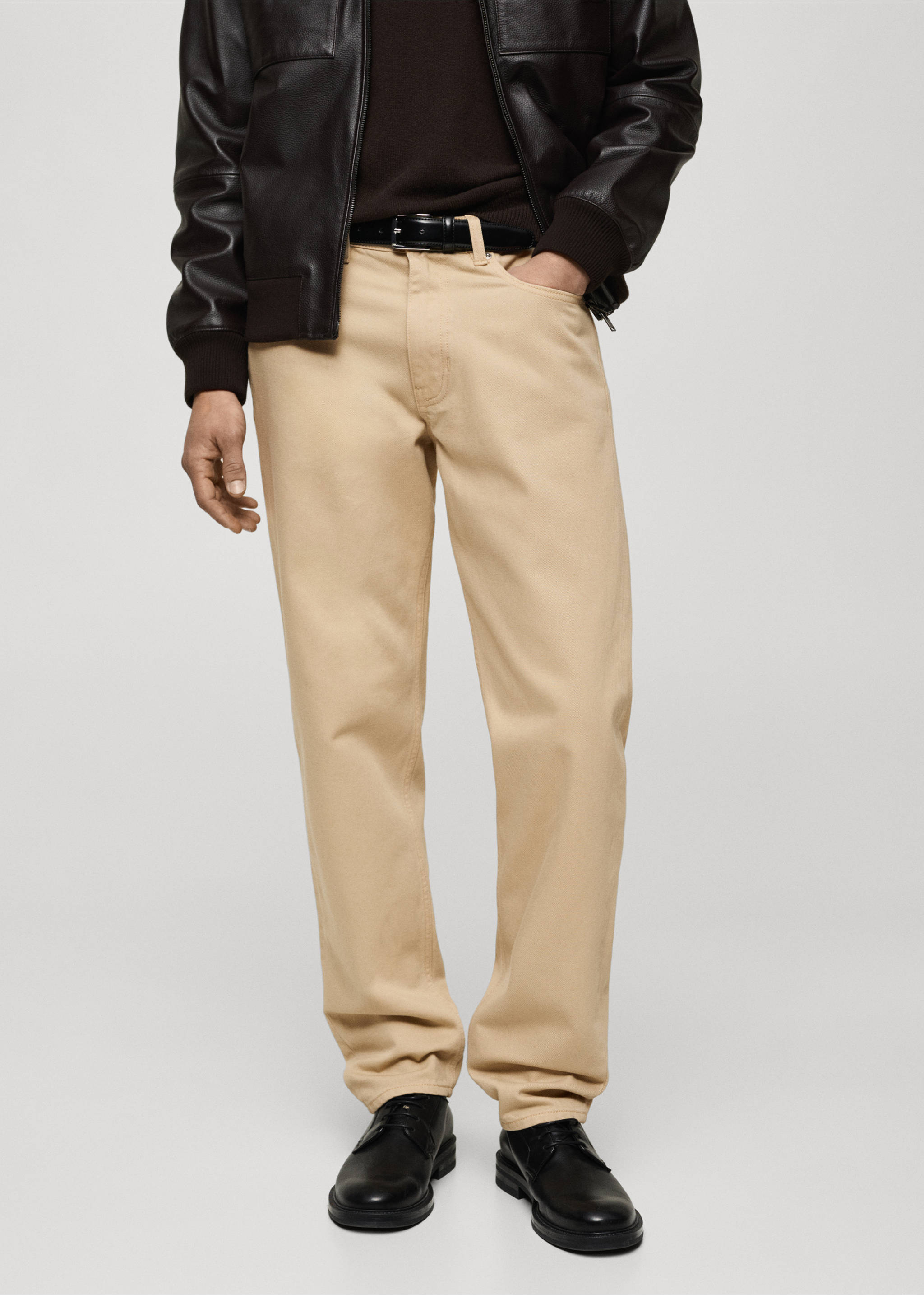 Jeans Bob regular fit - Plano medio, Beige. Ref: 87014401-00.