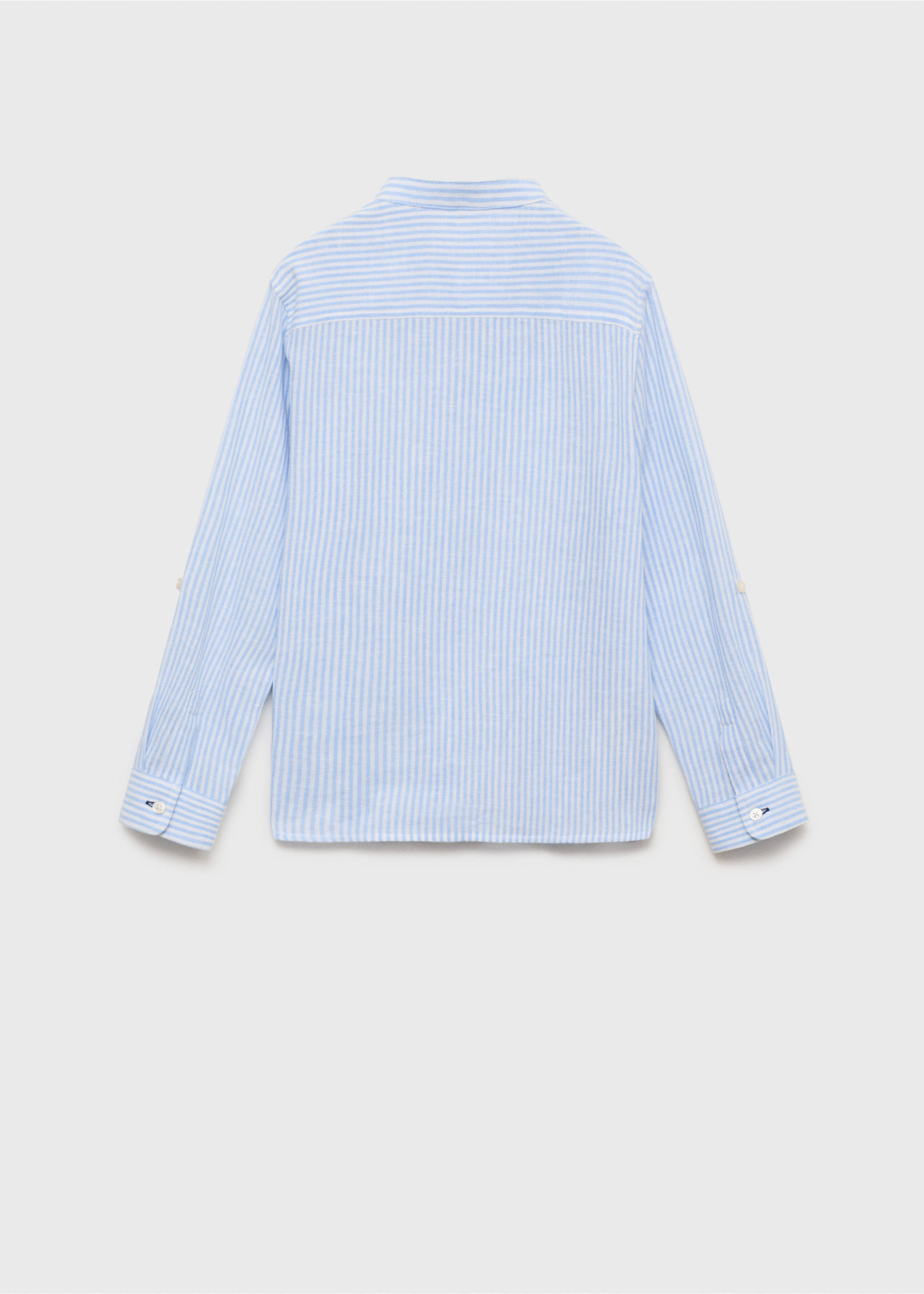 Camisa algodón lino rayas - Reverso del artículo, Azul. Ref: 87014404-00.
