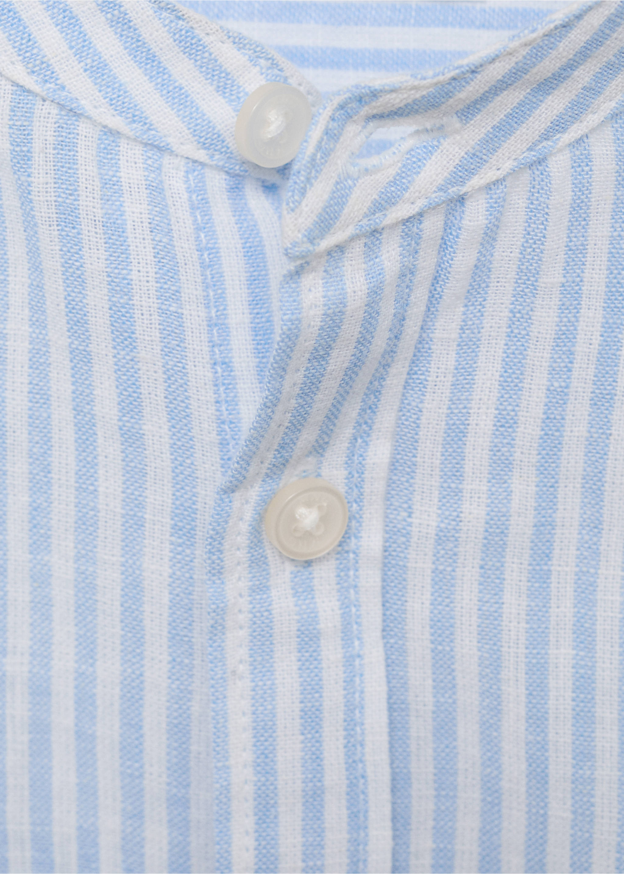 Camisa algodón lino rayas - Detalle del artículo 8, Azul. Ref: 87014404-00.