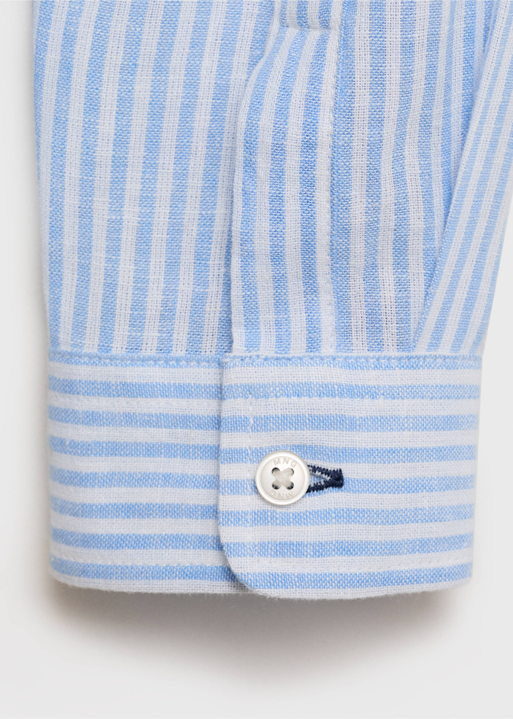 Camisa algodón lino rayas - Detalle del artículo 0, Azul. Ref: 87014404-00.