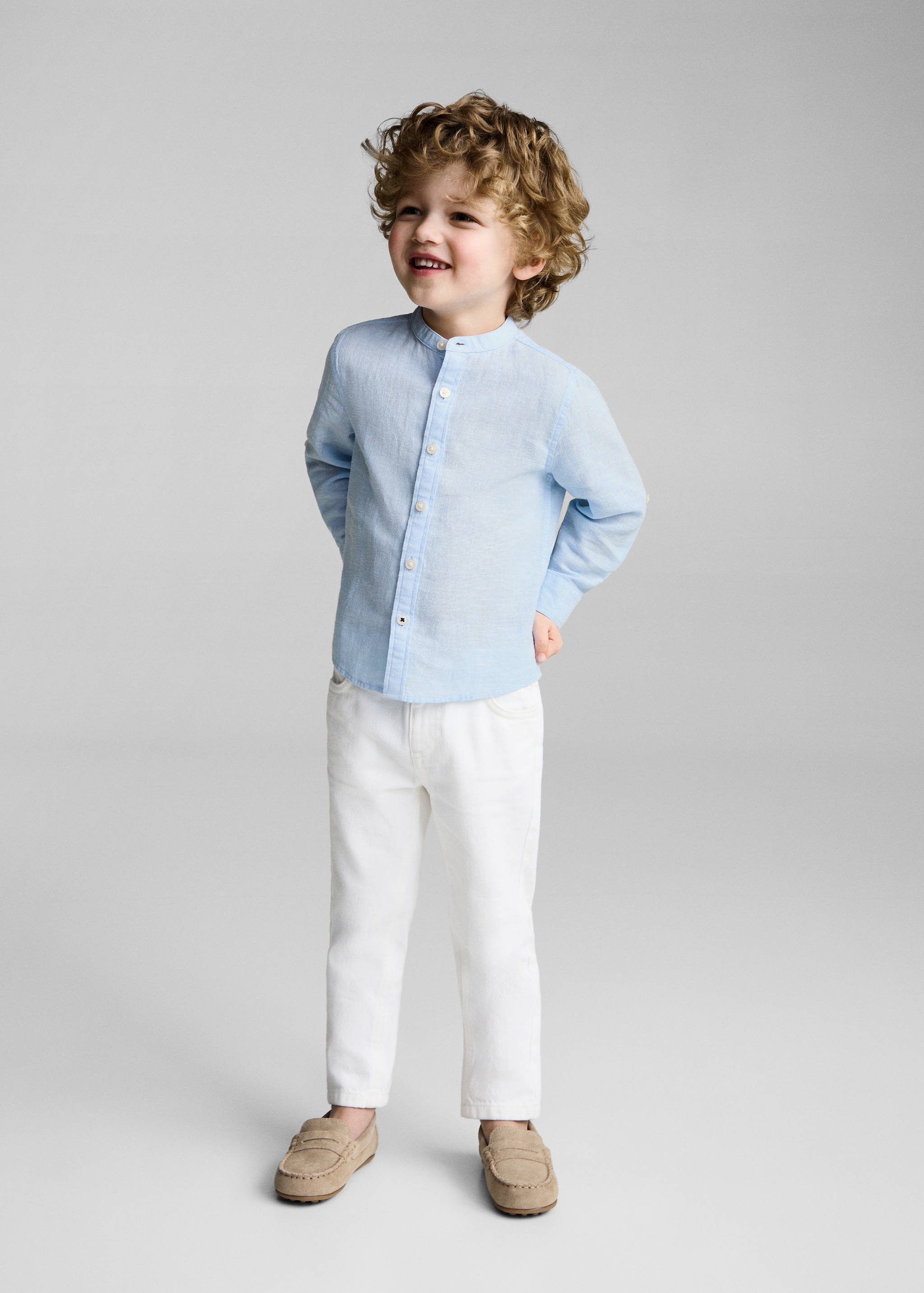 Mao collar linen shirt - General plane