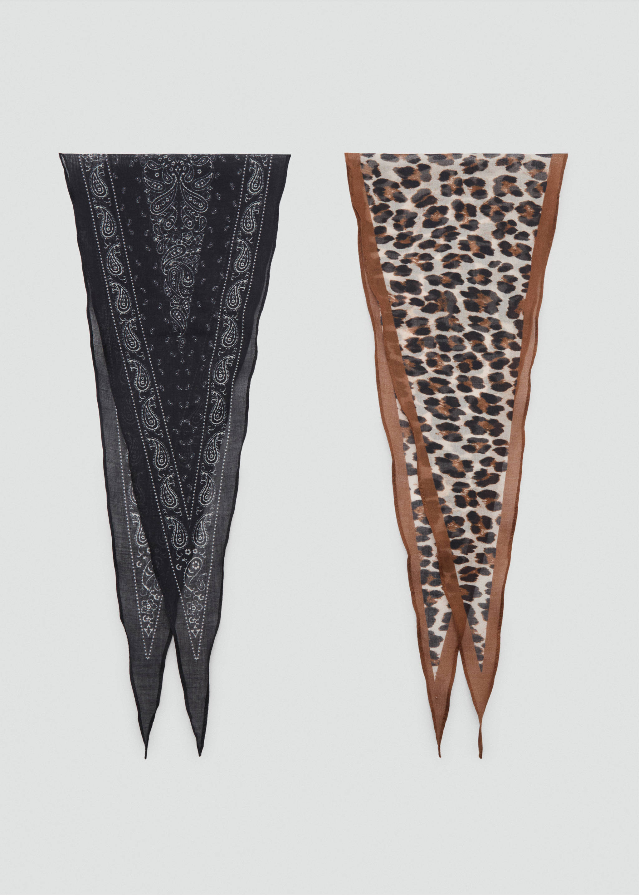 Set of 2 printed handkerchiefs - Article without model, Brown. Ref: 87014410-00.