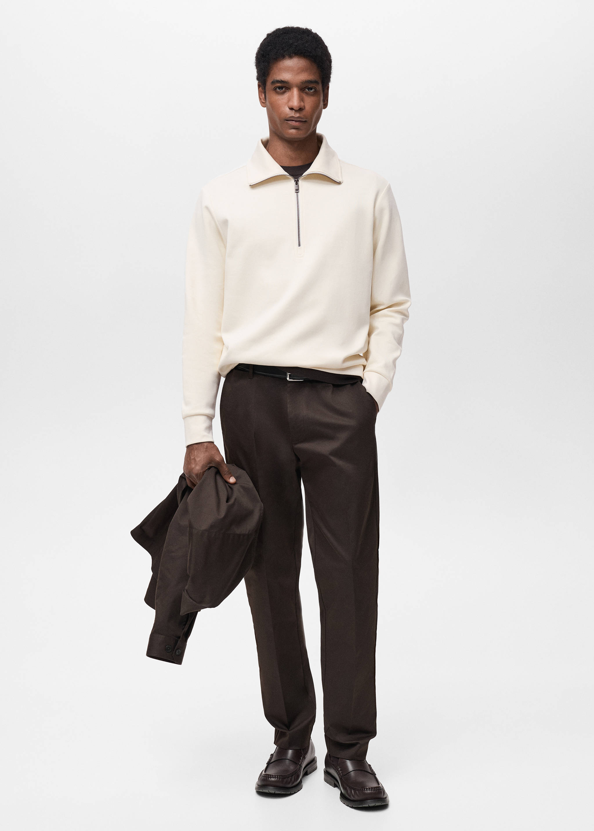 Regular-fit cotton sweatshirt with zip - General plane