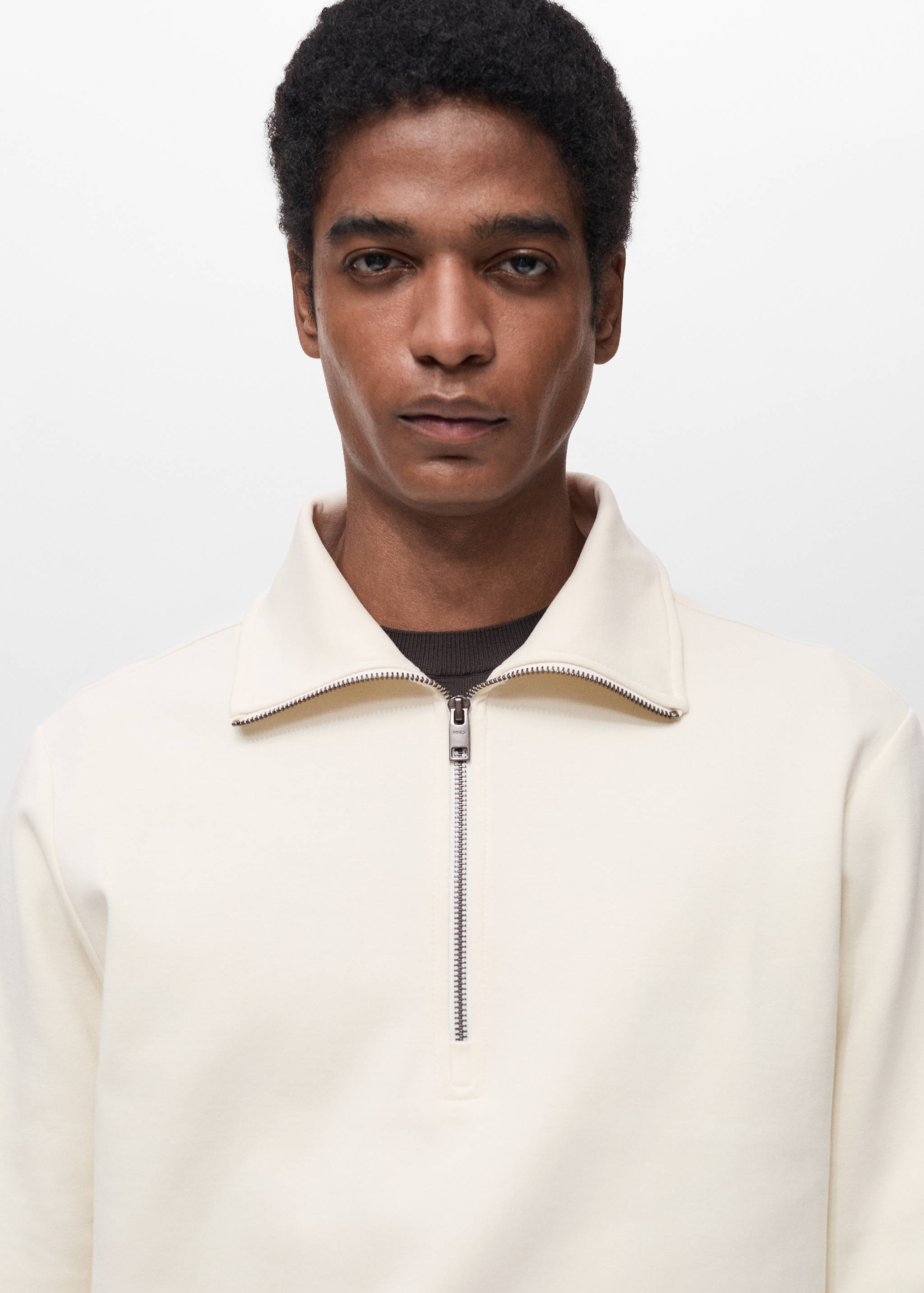Regular-fit cotton sweatshirt with zip - Details of the article 1