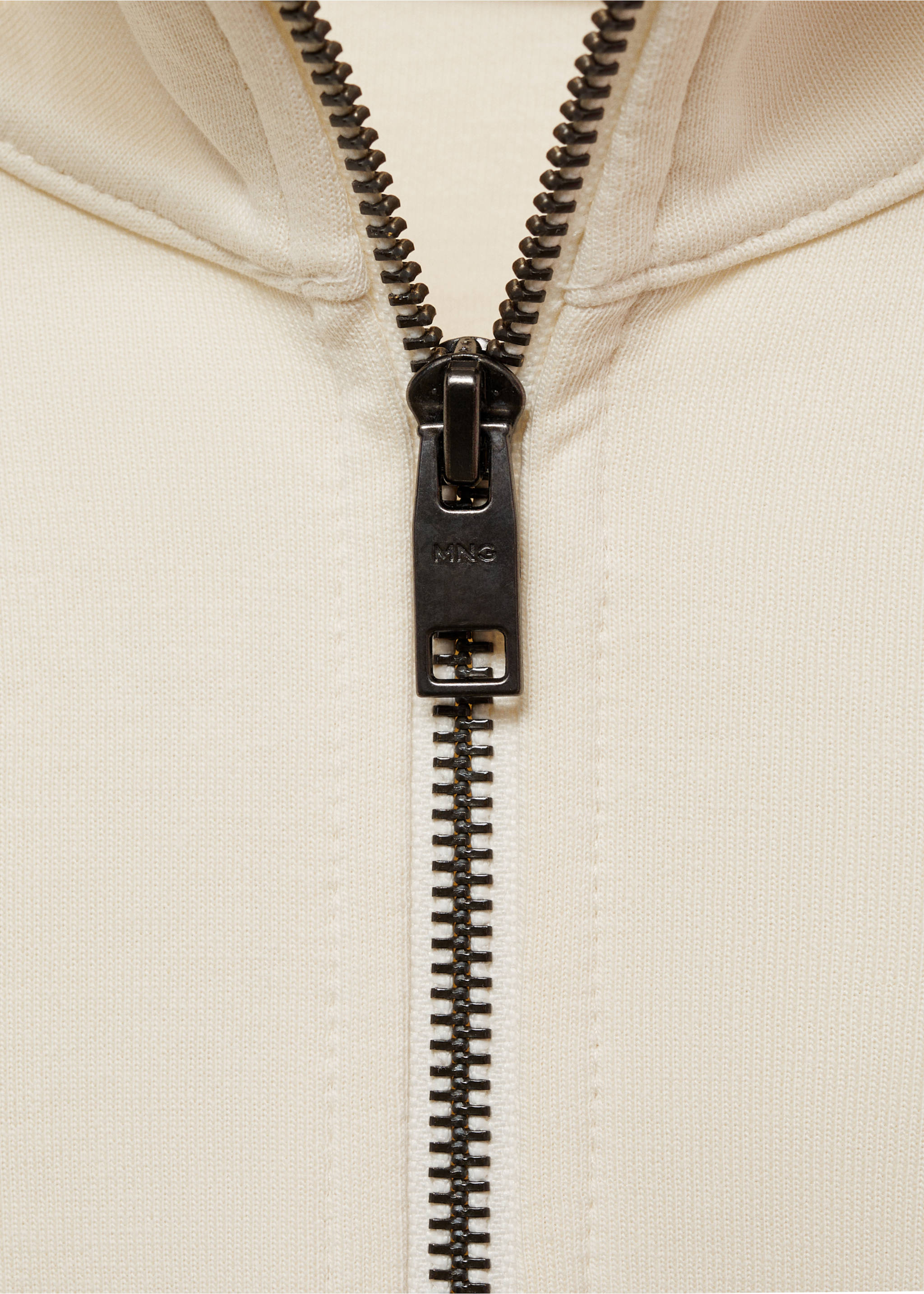 Fermuarlı regular kesim pamuklu sweatshirt - Ürün detayı 8, Kırık Beyaz. Ref: 87014412-00.