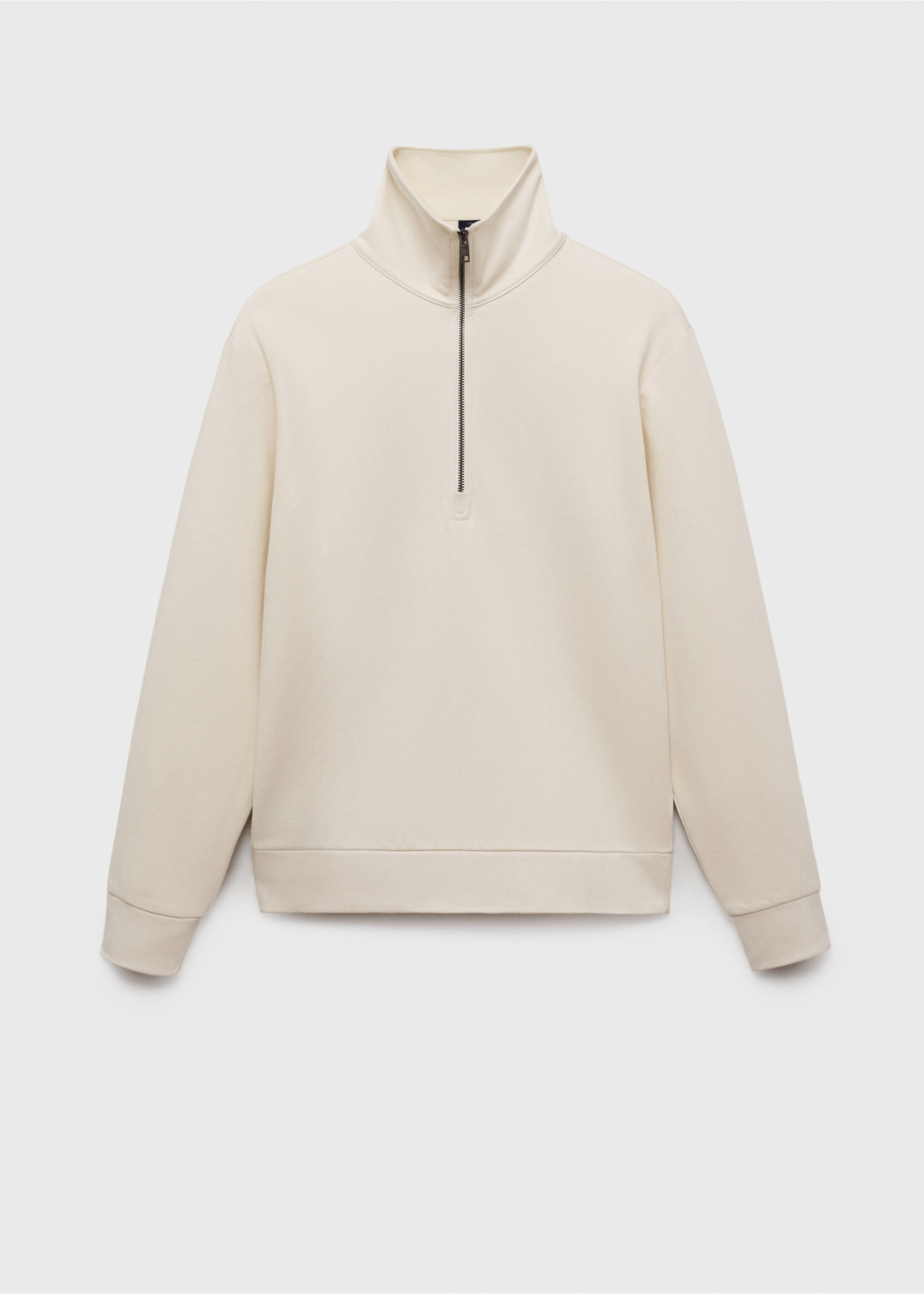 Fermuarlı regular kesim pamuklu sweatshirt - Modelsiz ürün, Kırık Beyaz. Ref: 87014412-00.