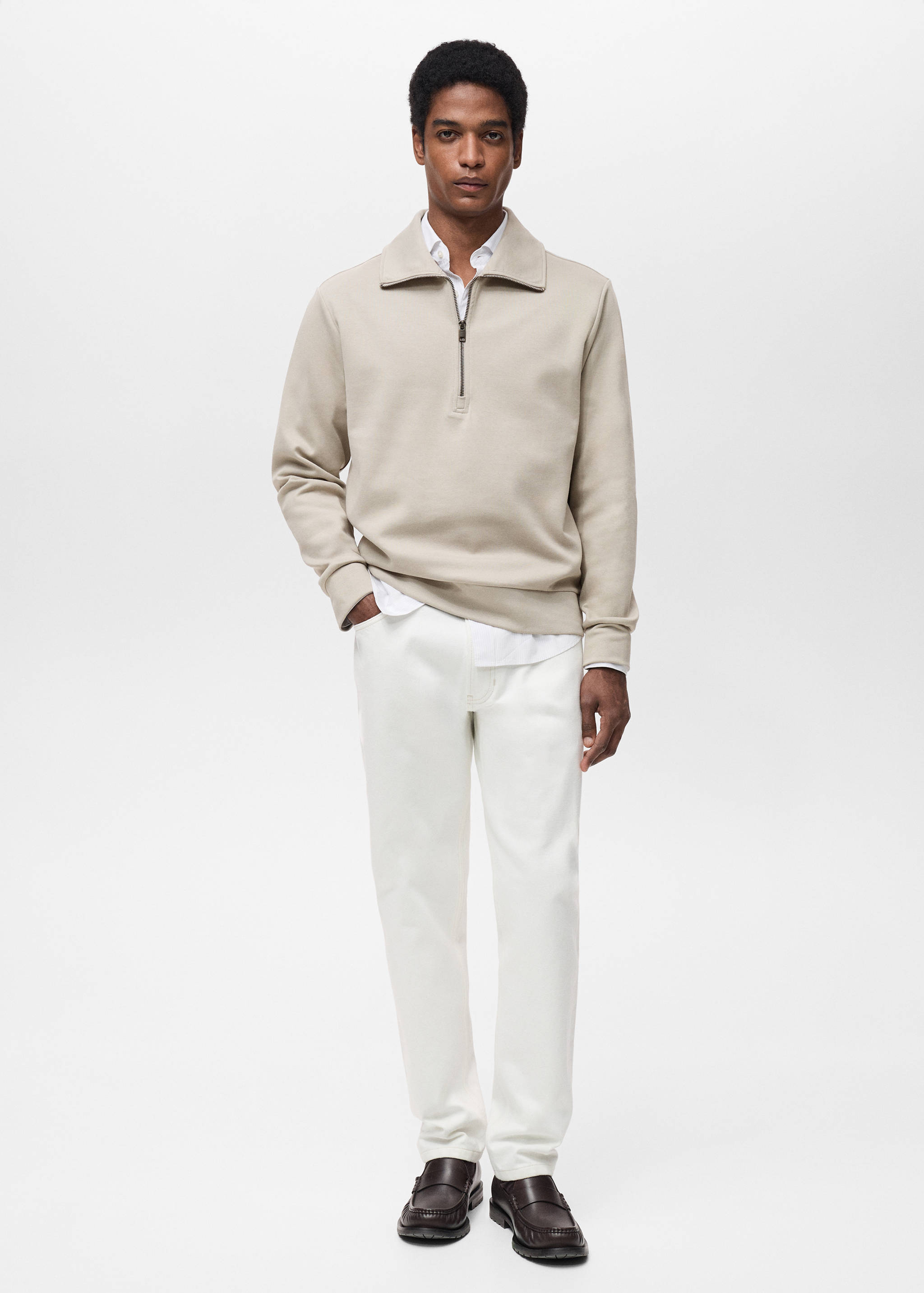 Regular-fit cotton sweatshirt with zip - General plane