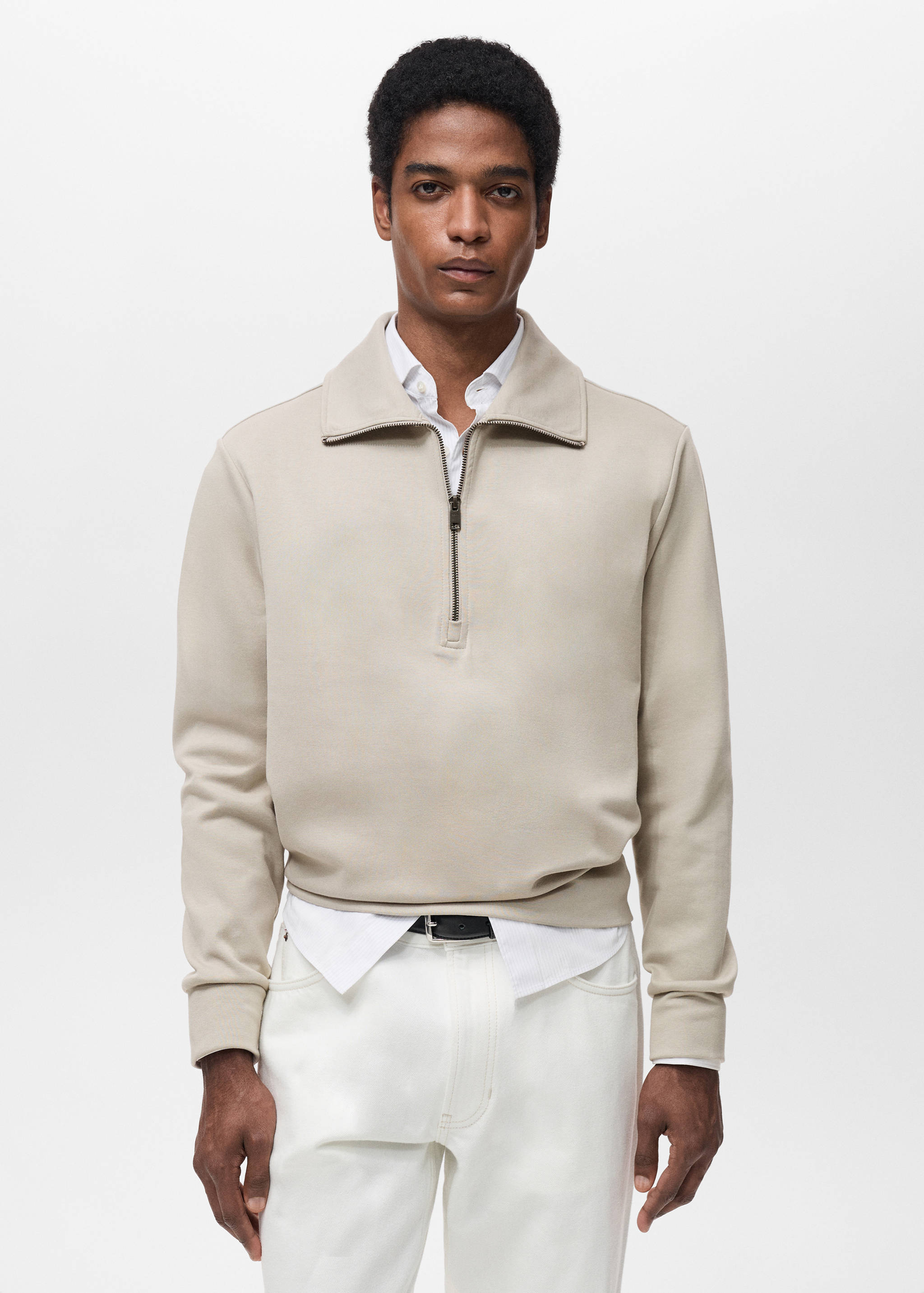 Regular-fit cotton sweatshirt with zip - Medium plane