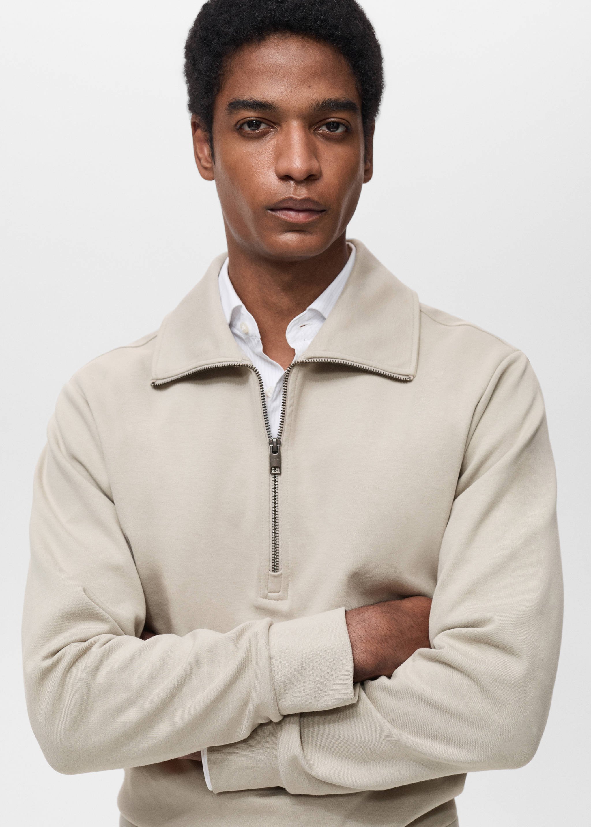 Regular-fit cotton sweatshirt with zip - Details of the article 1