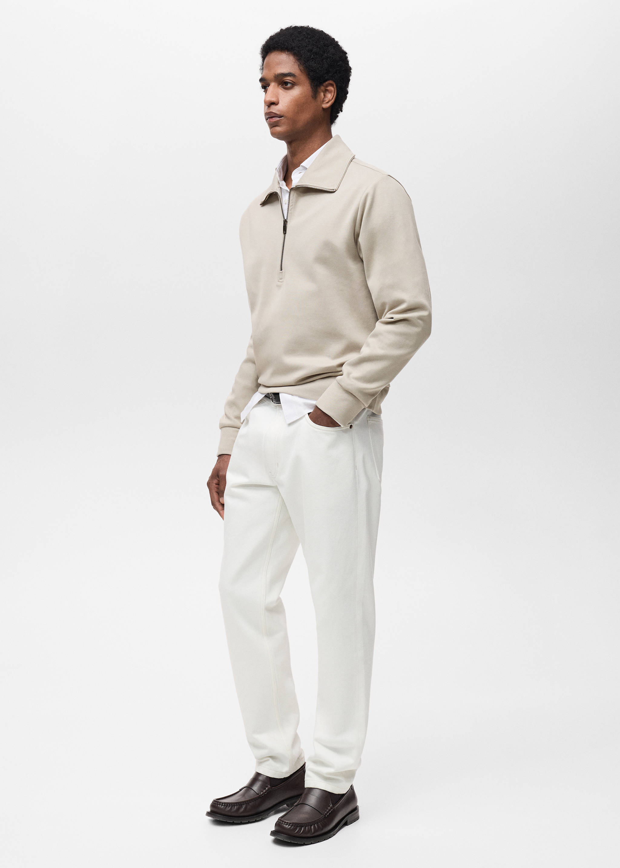 Regular-fit cotton sweatshirt with zip - Details of the article 2