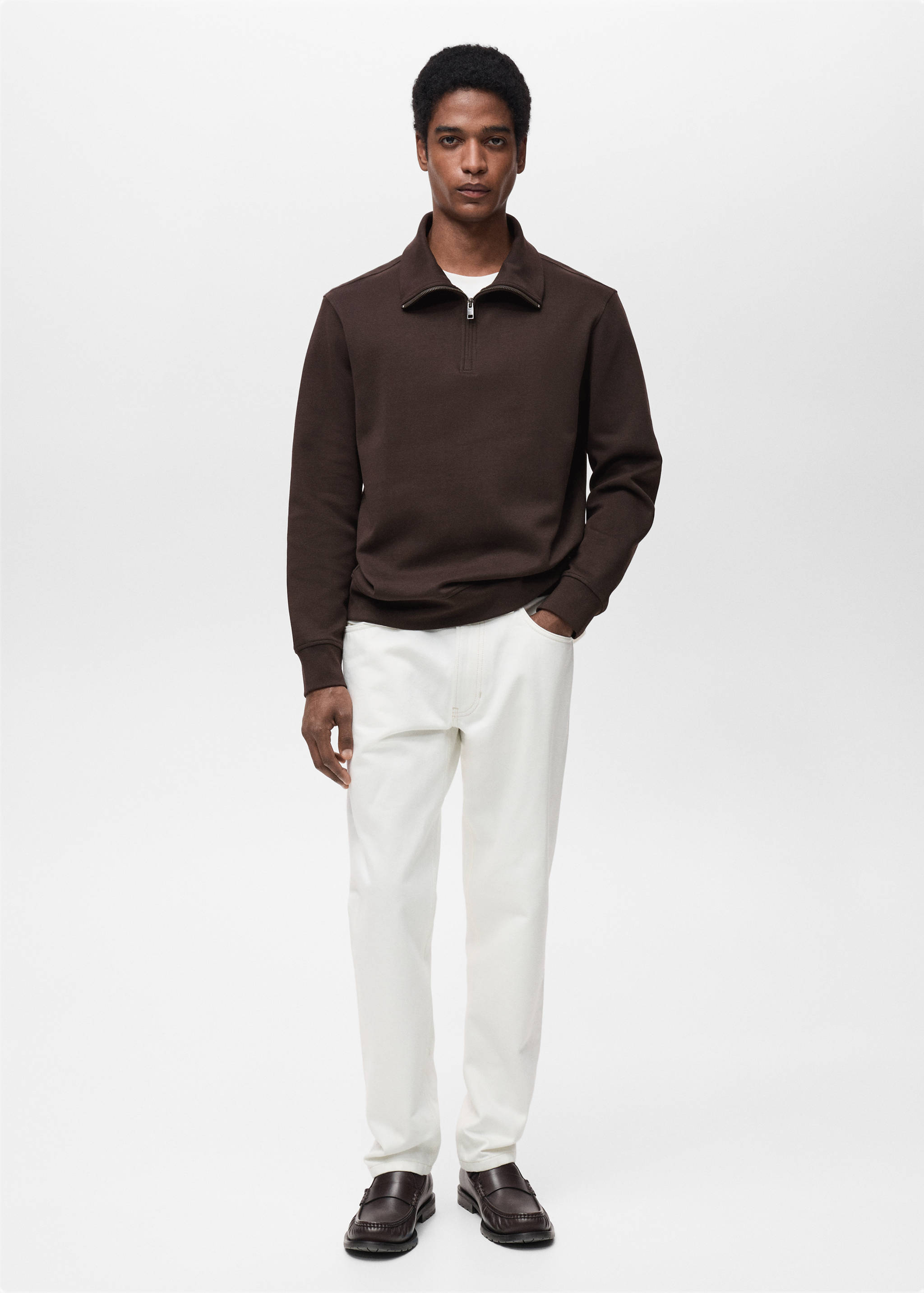 Regular-fit cotton sweatshirt with zip - General plane