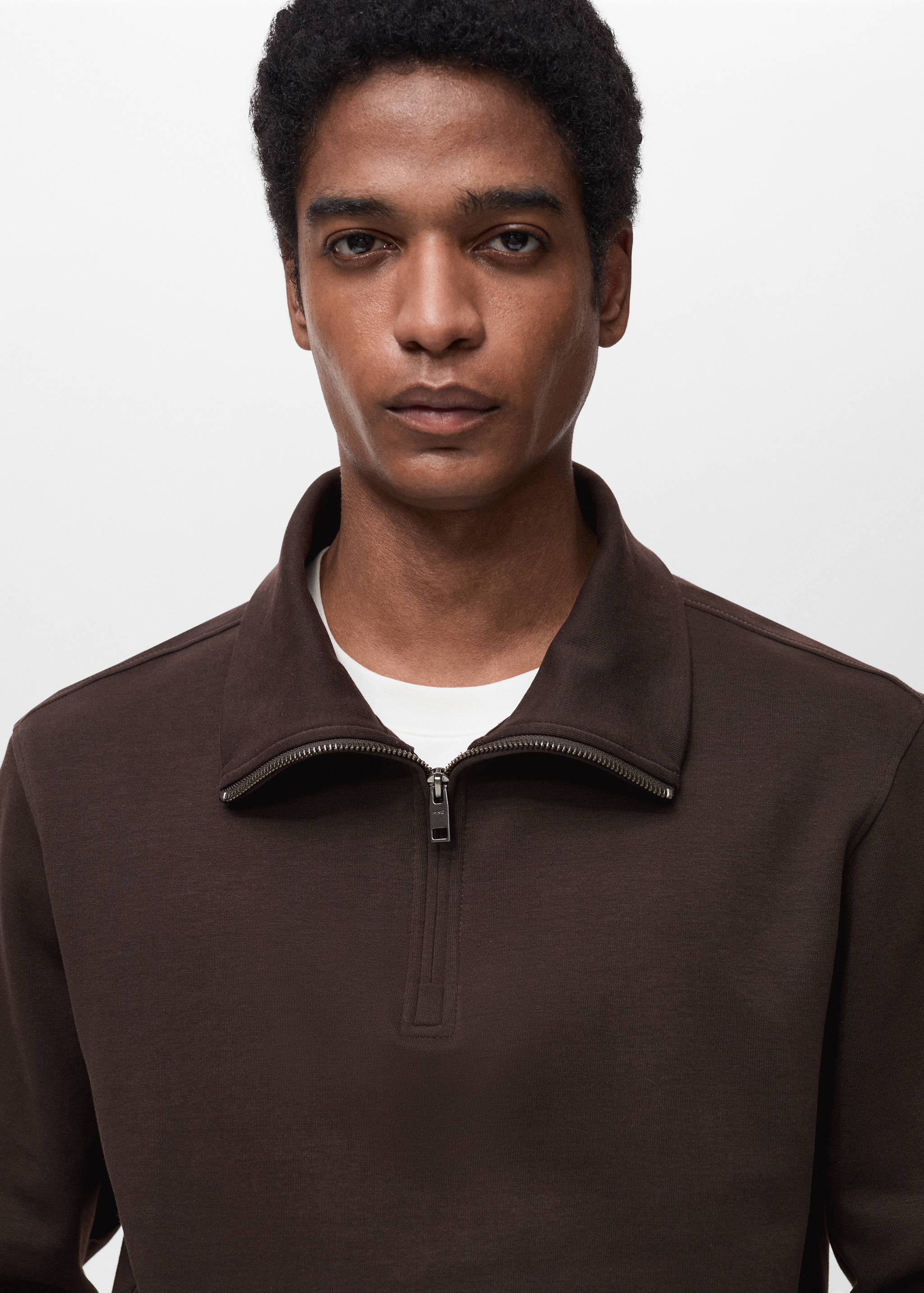 Regular-fit cotton sweatshirt with zip - Details of the article 1