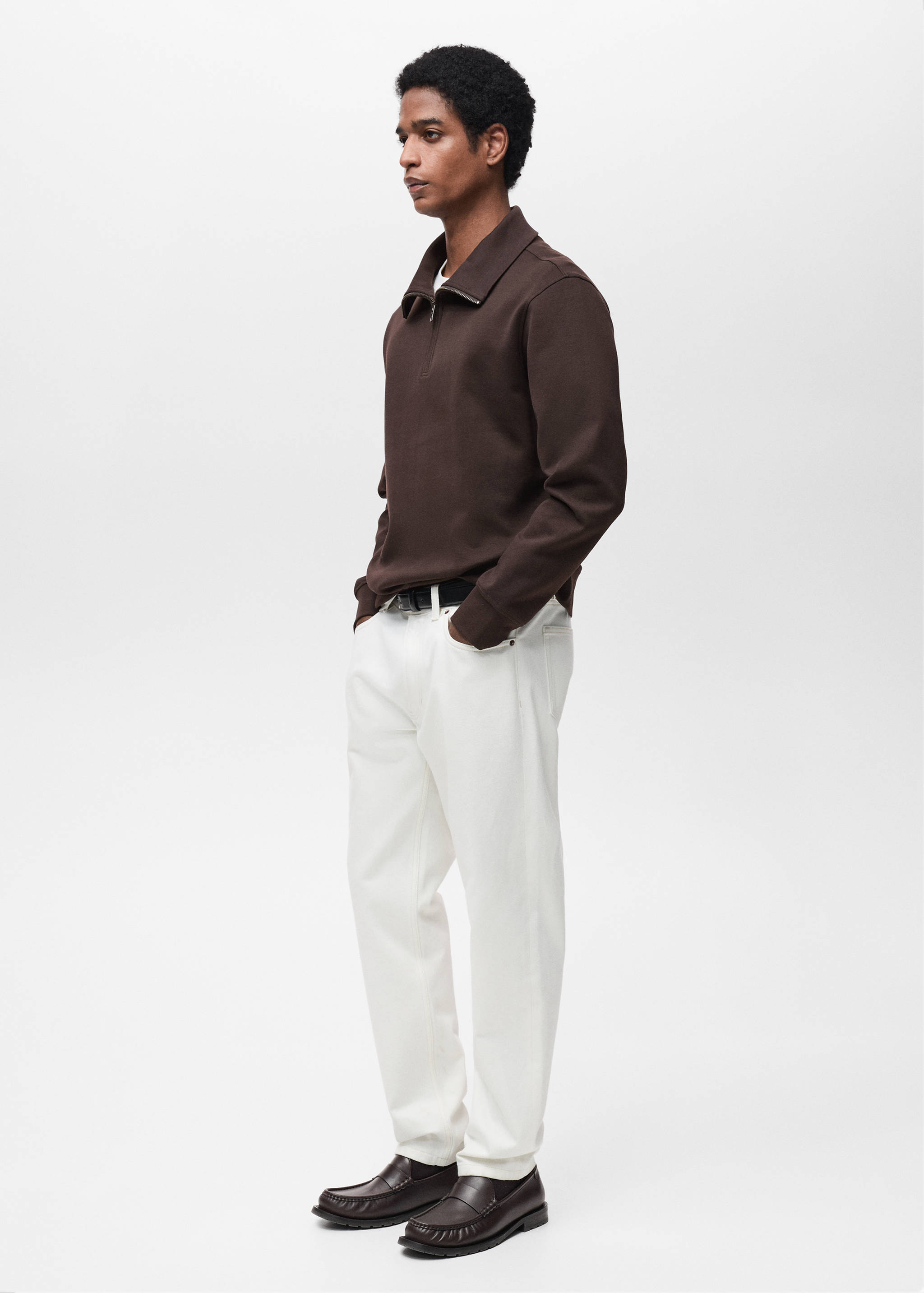 Regular-fit cotton sweatshirt with zip - Details of the article 2