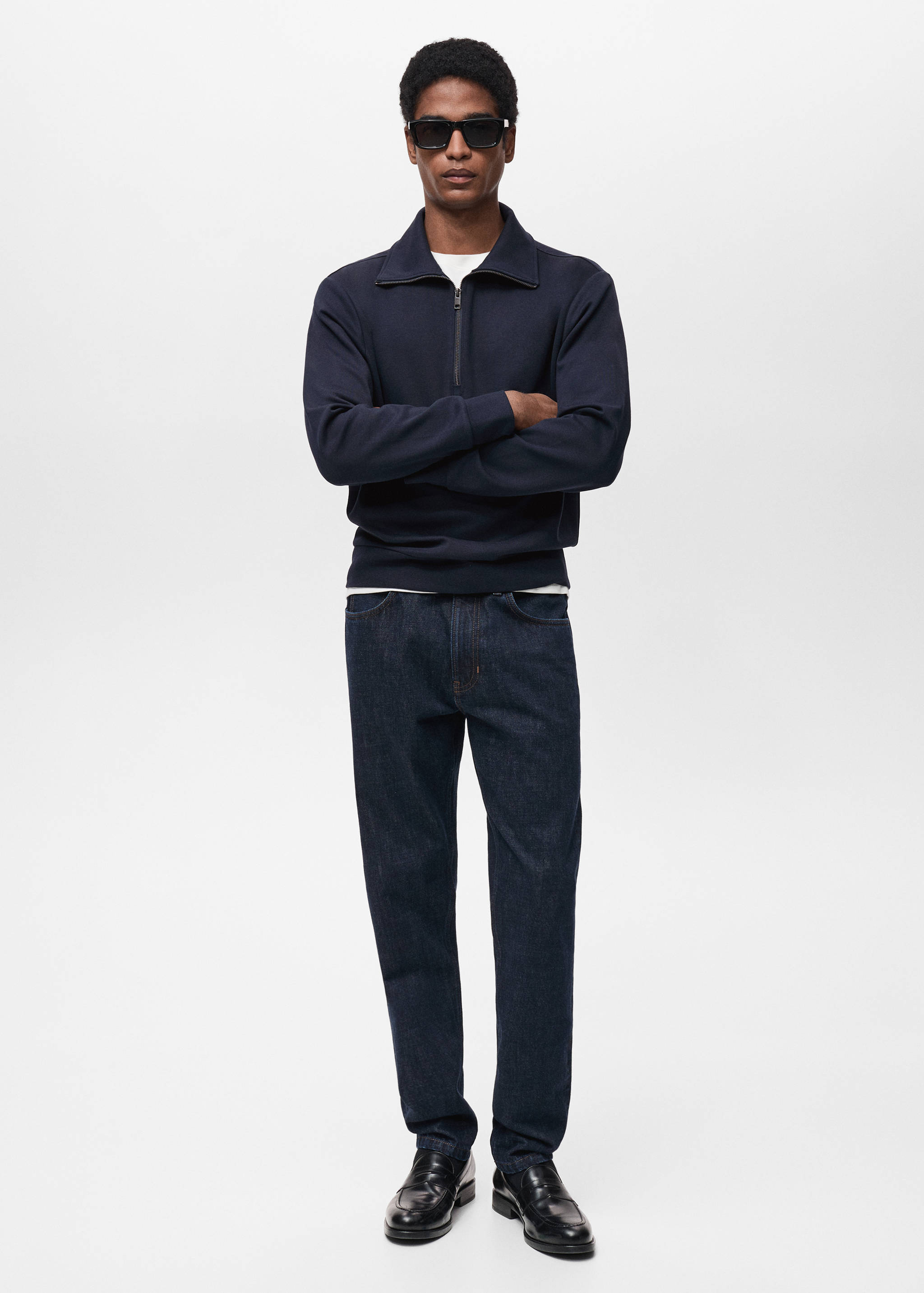 Regular-fit cotton sweatshirt with zip - General plane