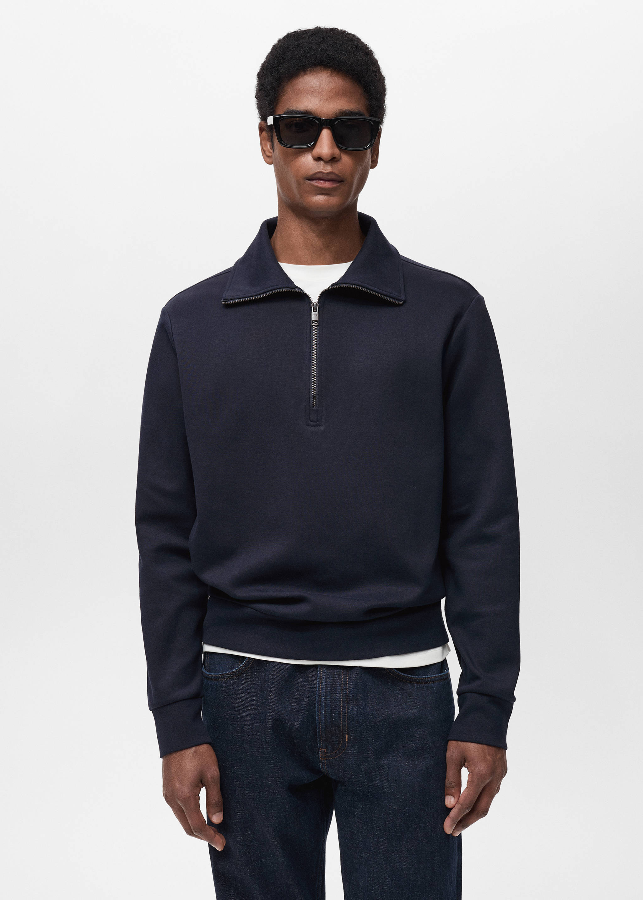 Regular-fit cotton sweatshirt with zip - Medium plane